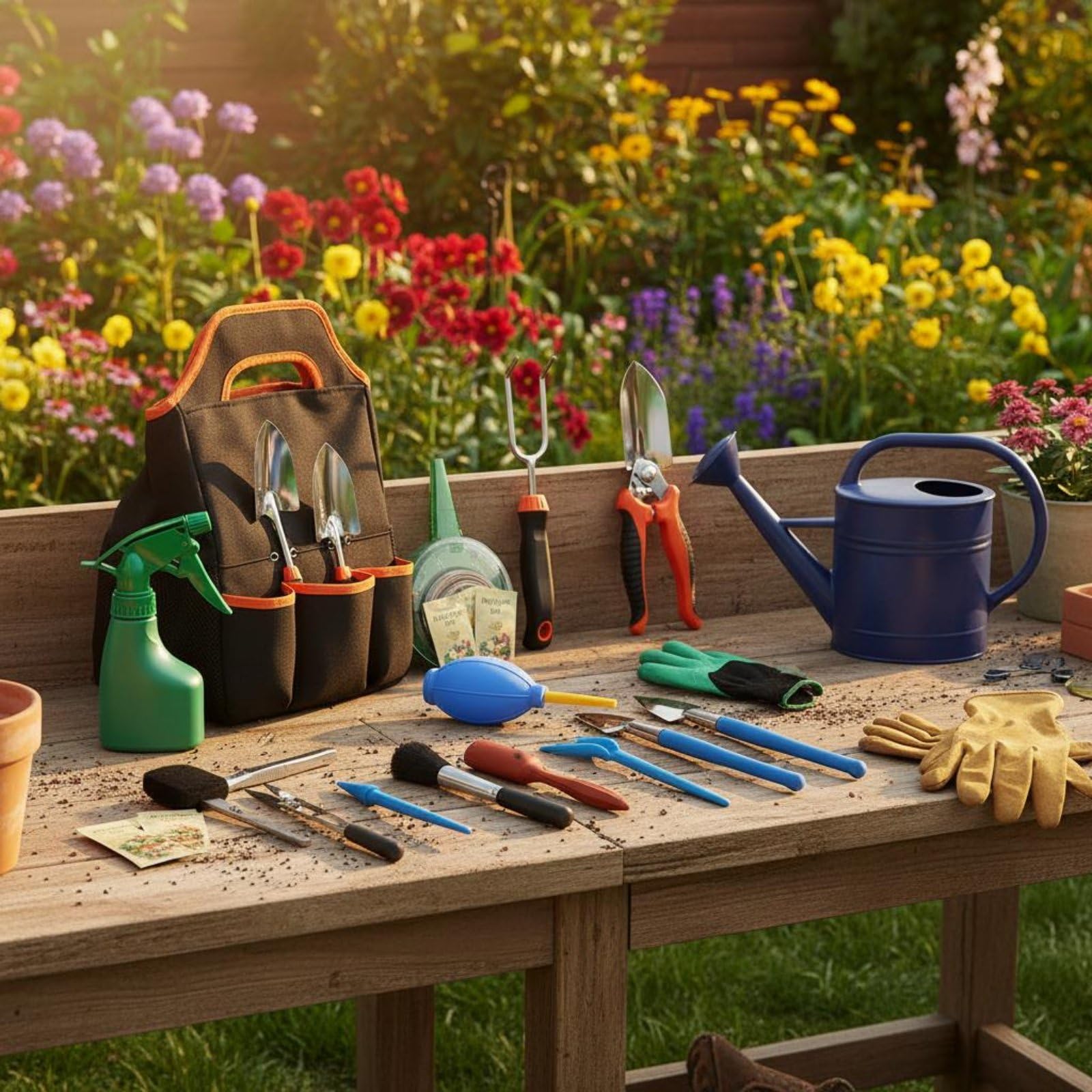 7 Piezas Kit de Jardinería de Acero Inoxidable Multifuncional Set Herramientas Jardinería con Bolsa Resistente para Principiantes, Jardín, Patio