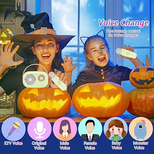 Miniatura 3 de Mini máquina de karaoke para niños, altavoz Bluetooth portátil con 2 micrófonos inalámbricos, juguetes para niñas y niños, juego de altavoces retro,