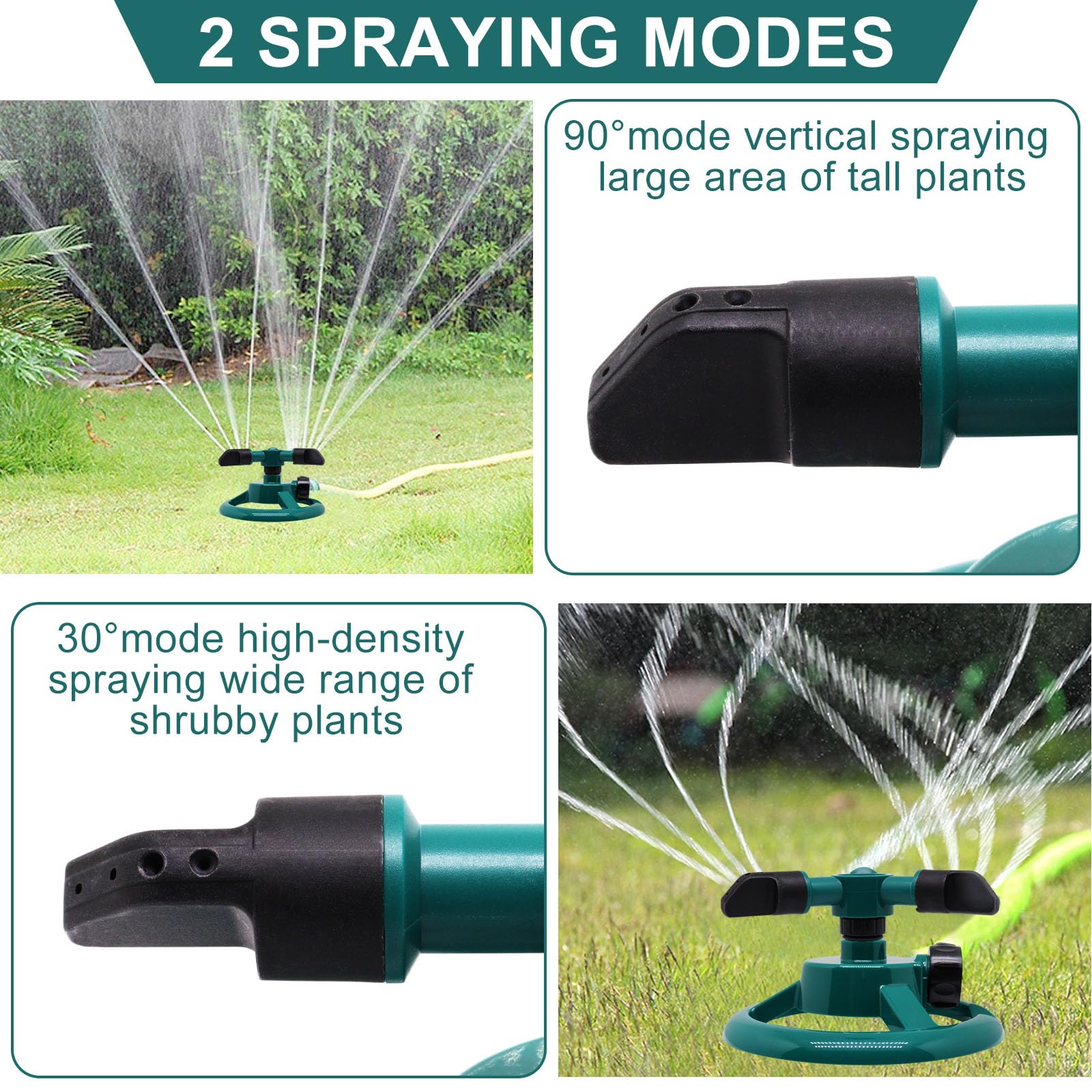 2 aspersores para patio, aspersor de césped giratorio automático de 360°, aspersores de agua de jardín para césped, sistema de riego de césped de gran cobertura, aspersores de patio para