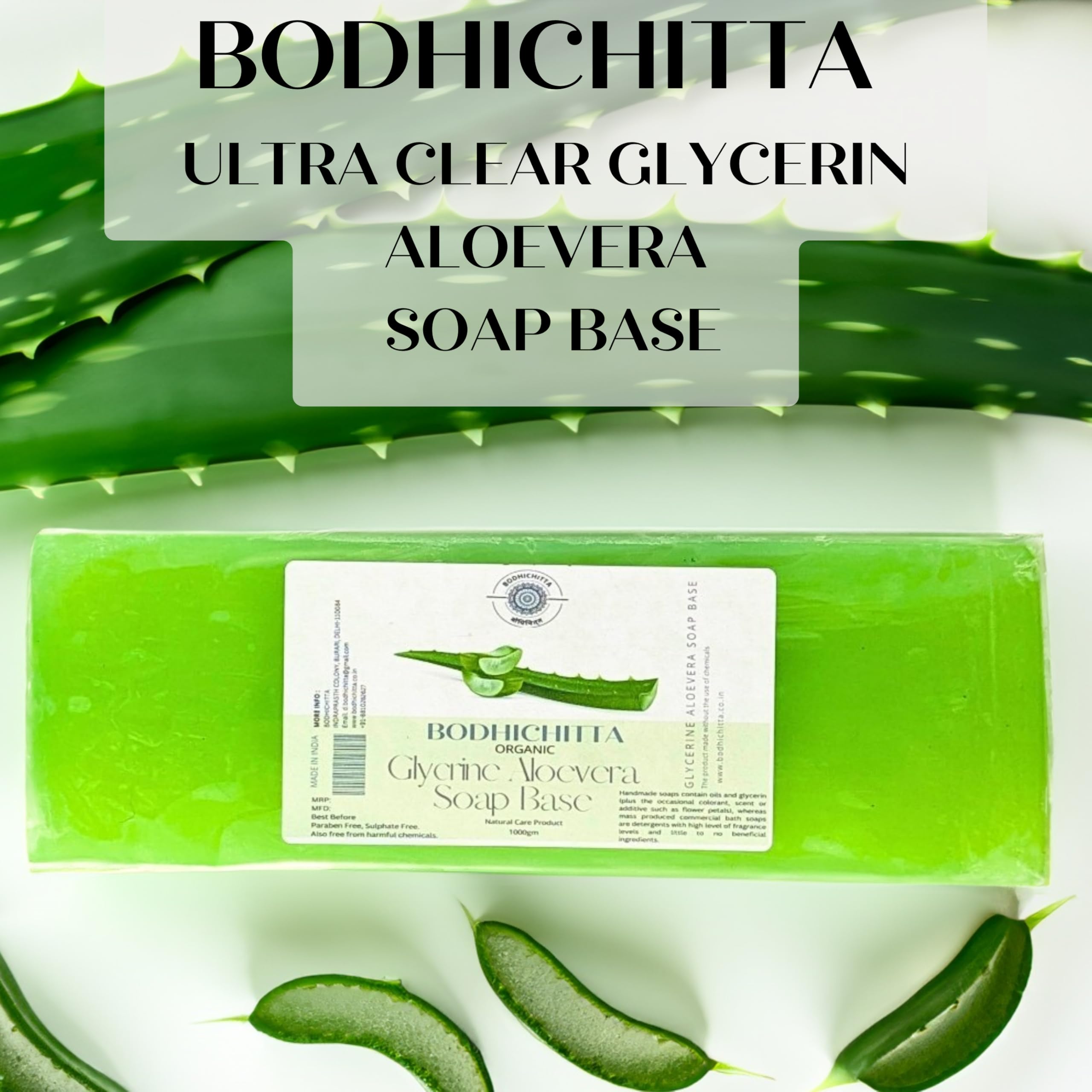 Bodhichitta Ultra Clear Transparent Glycerin Soap Base & Aloevera Soap For Natural And Soft Skin Soap Base Combo for DIY Soap Making Pack Of 2 (1000g each) 3