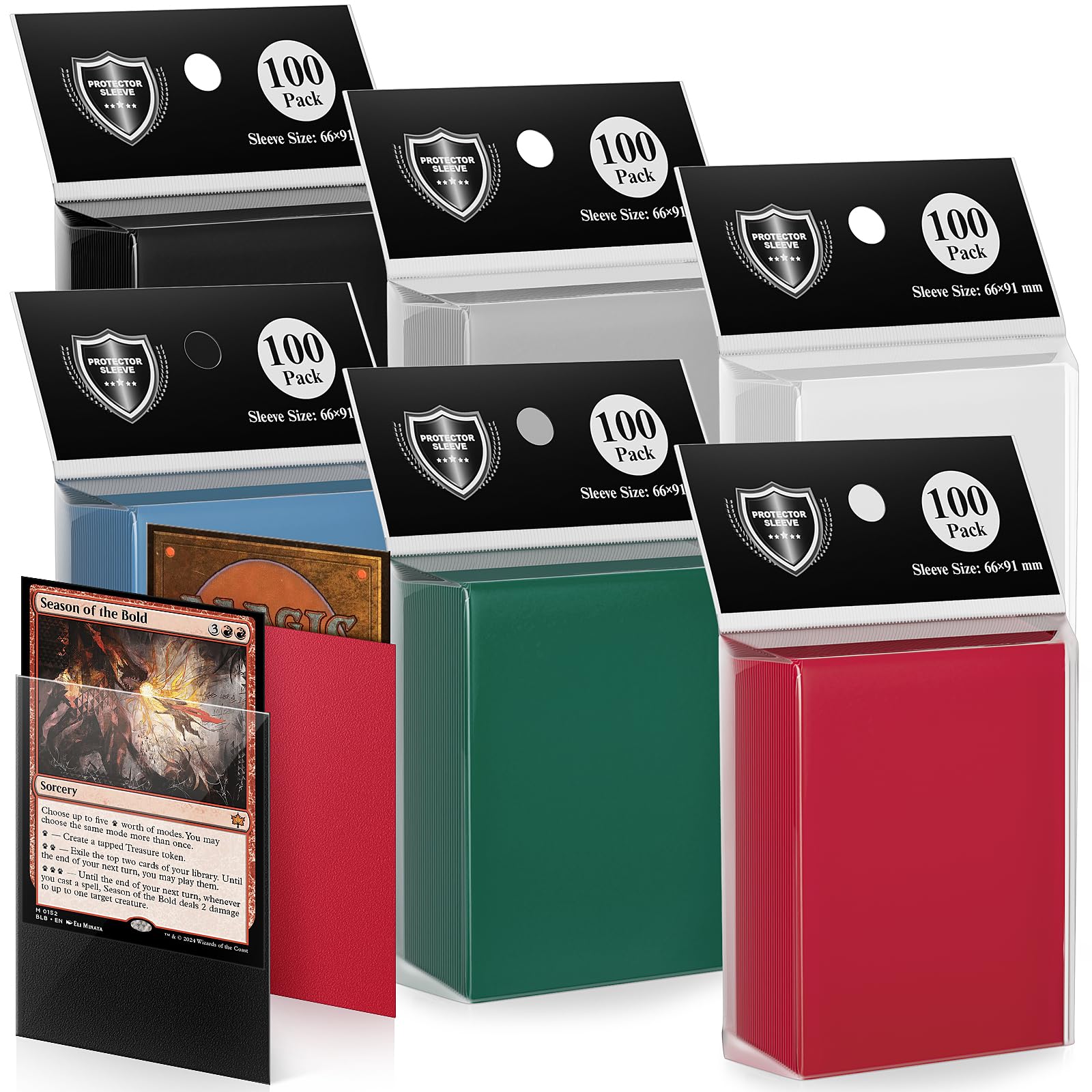 600 Pack MTG Card Sleeves, Matte Dual Card Sleeves with Opaque Back & Smooth Shuffle, Tear Resistant Card Protectors for MTG, TCG and Game Cards (6 Colors)