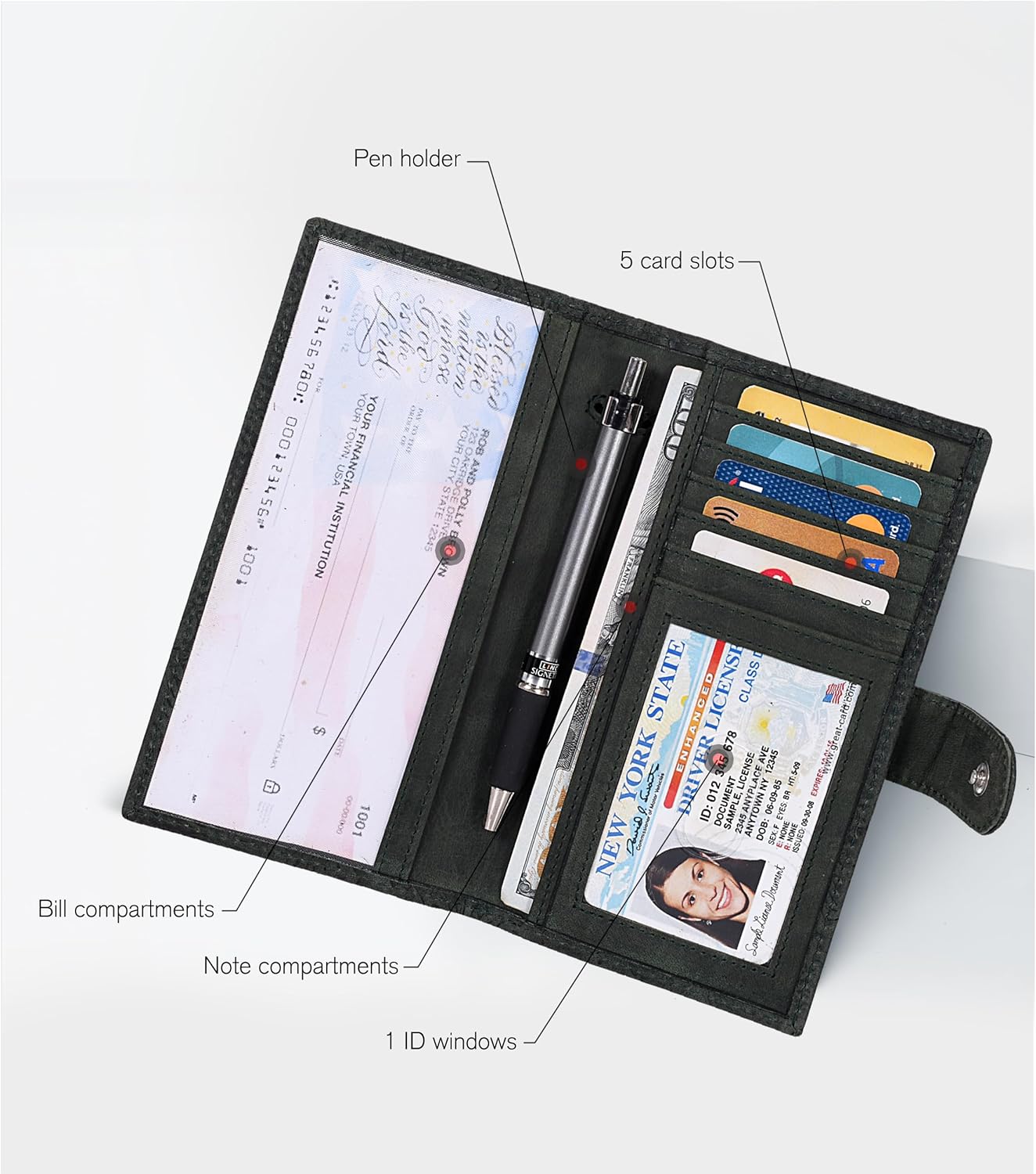 Oak Leathers Checkbook Cover Slim Minimalist For Men with RFID Blocking Credit Card Holder Wallet