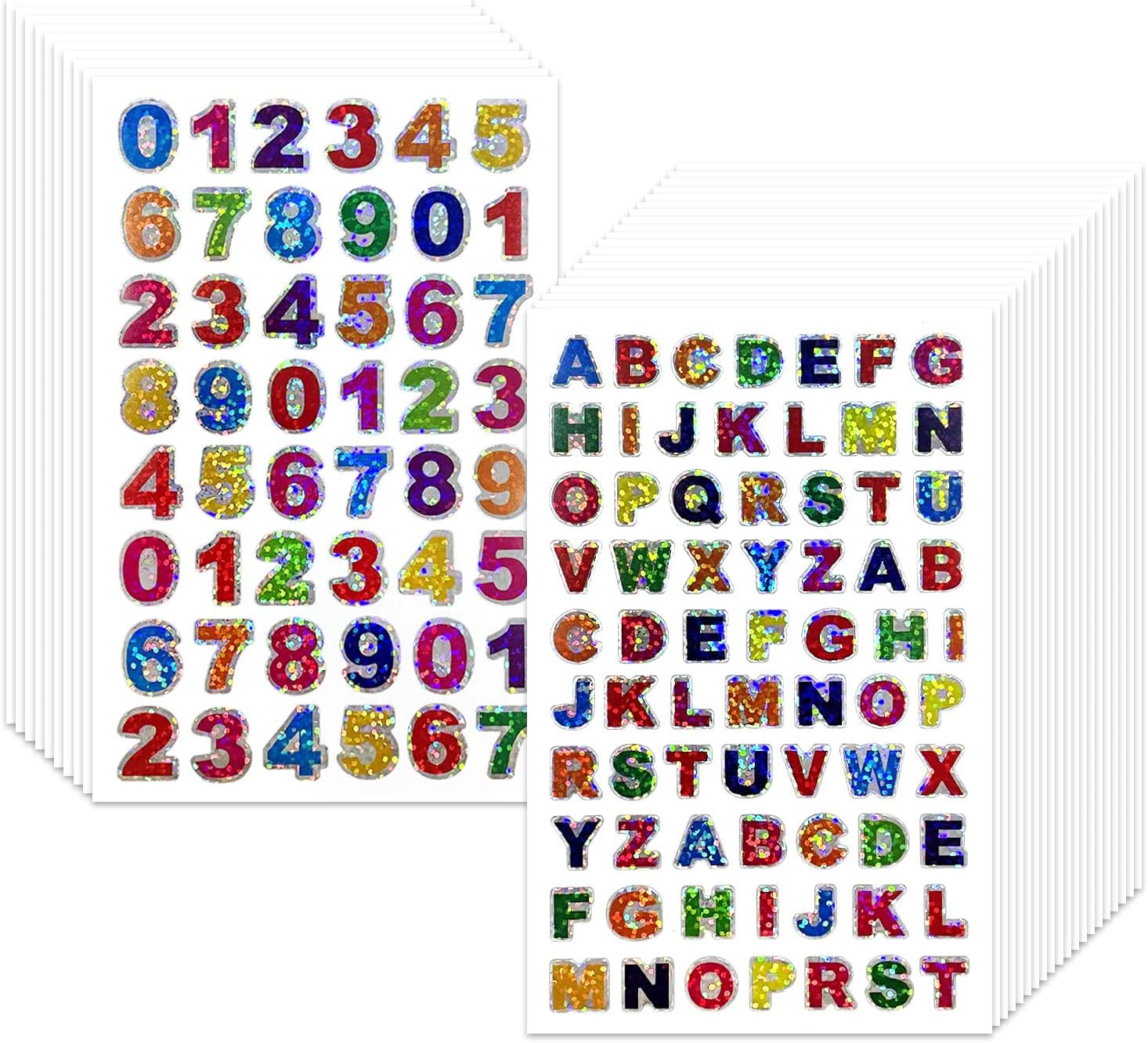 1400 Pieces of Glitter Letter Stickers, 480 Pieces of Glitter Number