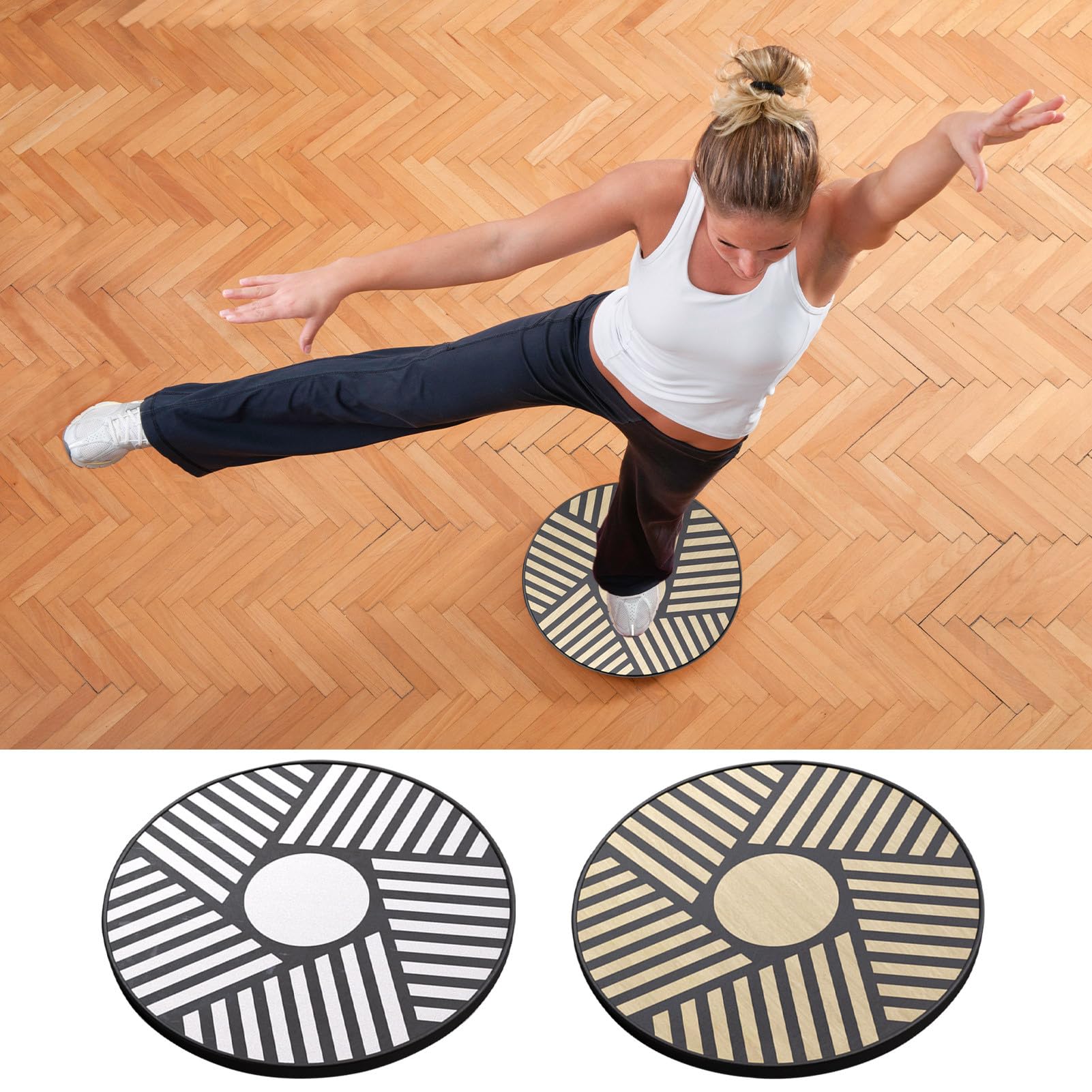 Tabla de equilibrio – Tablas de equilibrio de fuerza de núcleo de madera | Tablas de equilibrio de madera para ejercicio de equilibrio | Tabla de entrenamiento antideslizante Equipo de tambaleo de