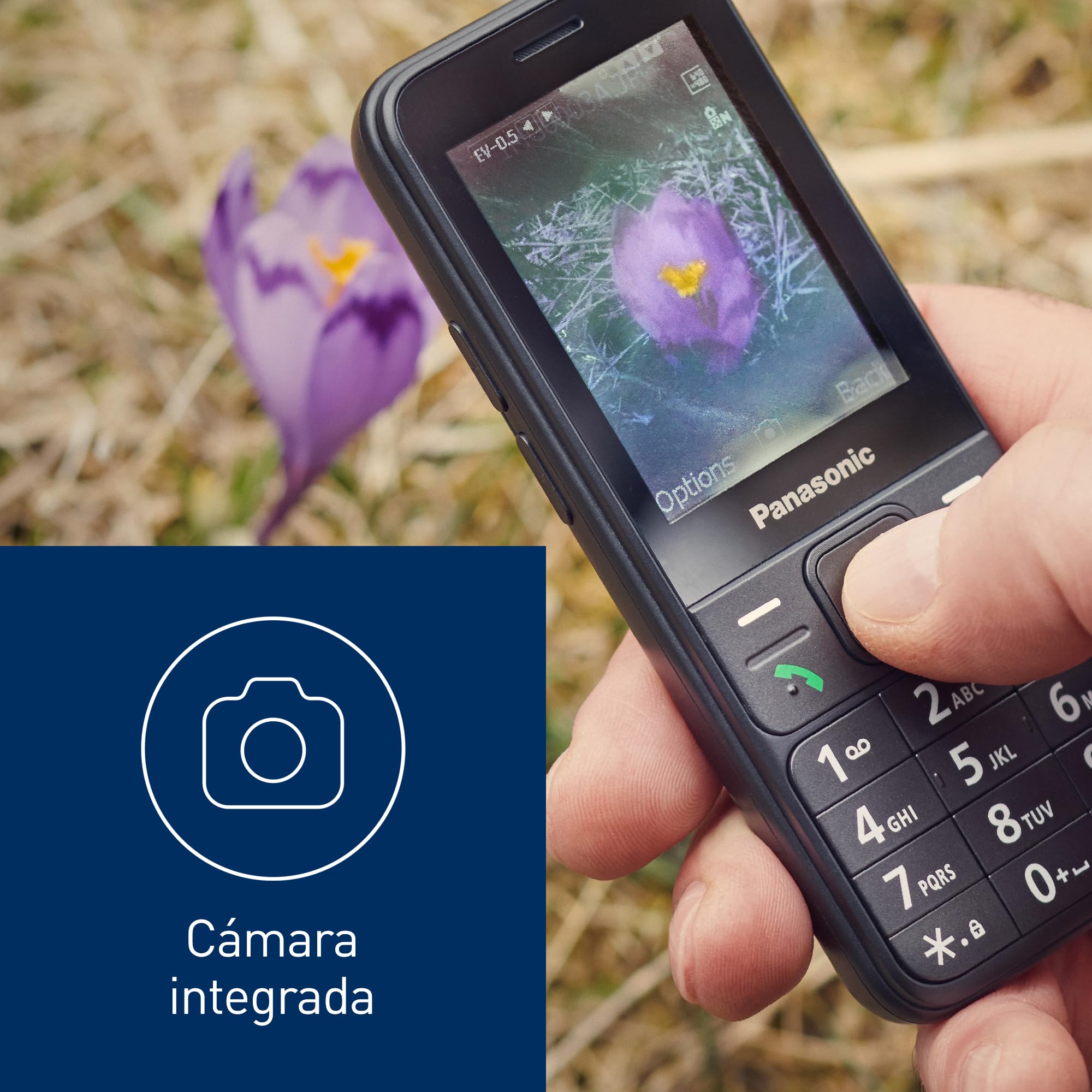 Panasonic KX-TF200 Teléfono Móvil, Doble Banda GSM 900/1800 MHz, LCD TFT en Color de 2,4", Cámara de 0,3 MP, MP3 y Radio FM, Batería Li-Ion de 1000 mAh, Para Audífonos, Tarjeta SIM única, Negro