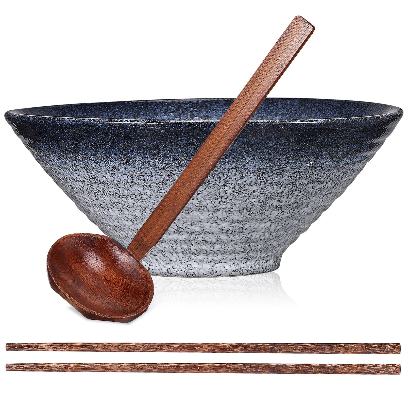 Bols à ramen japonais en céramique avec baguettes et cuillère en bois pour la maison