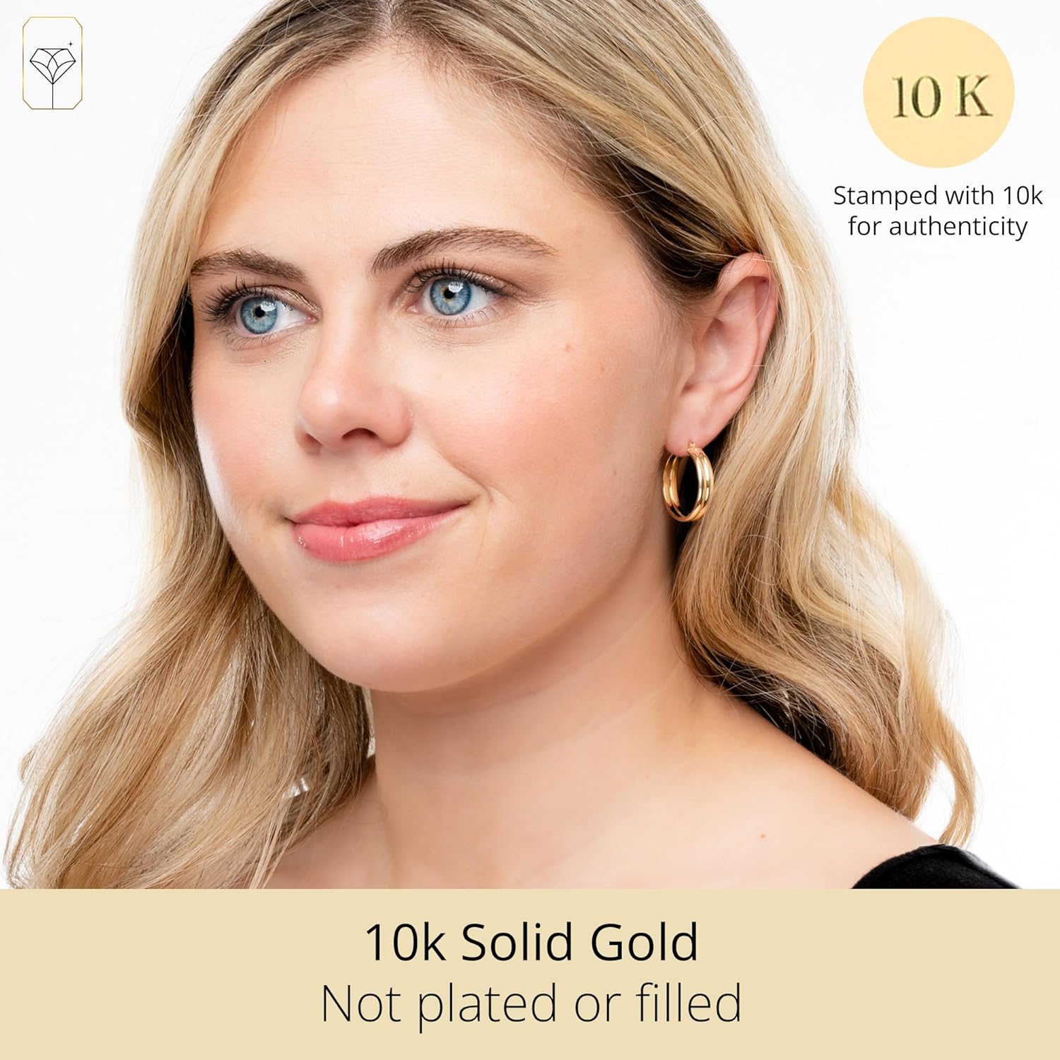 Solid 10k Gold Hoop Earrings for Women with Secure Closure | Hypoallergenic & Anti Tarnishing Earrings in Various Styles by MAX + STONE - Image 2