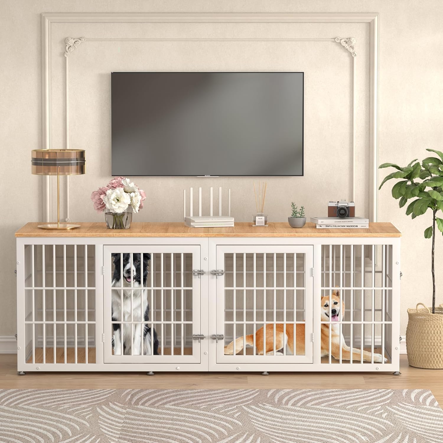 Stylish and Spacious: The Ultimate 78 Inch Double Dog Crate for Your Pets