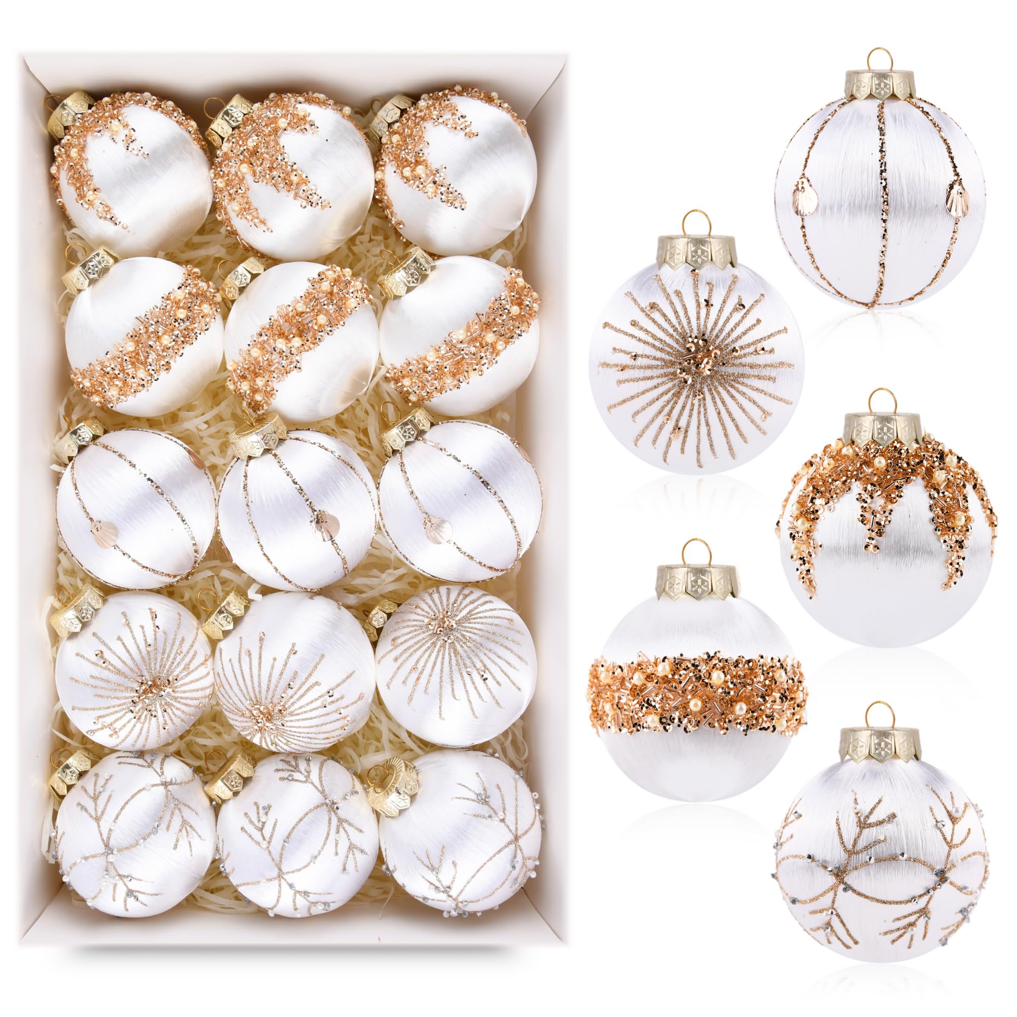 Boules de Noël satinées pour sublimer votre arbre sans effort (Lot de 15)