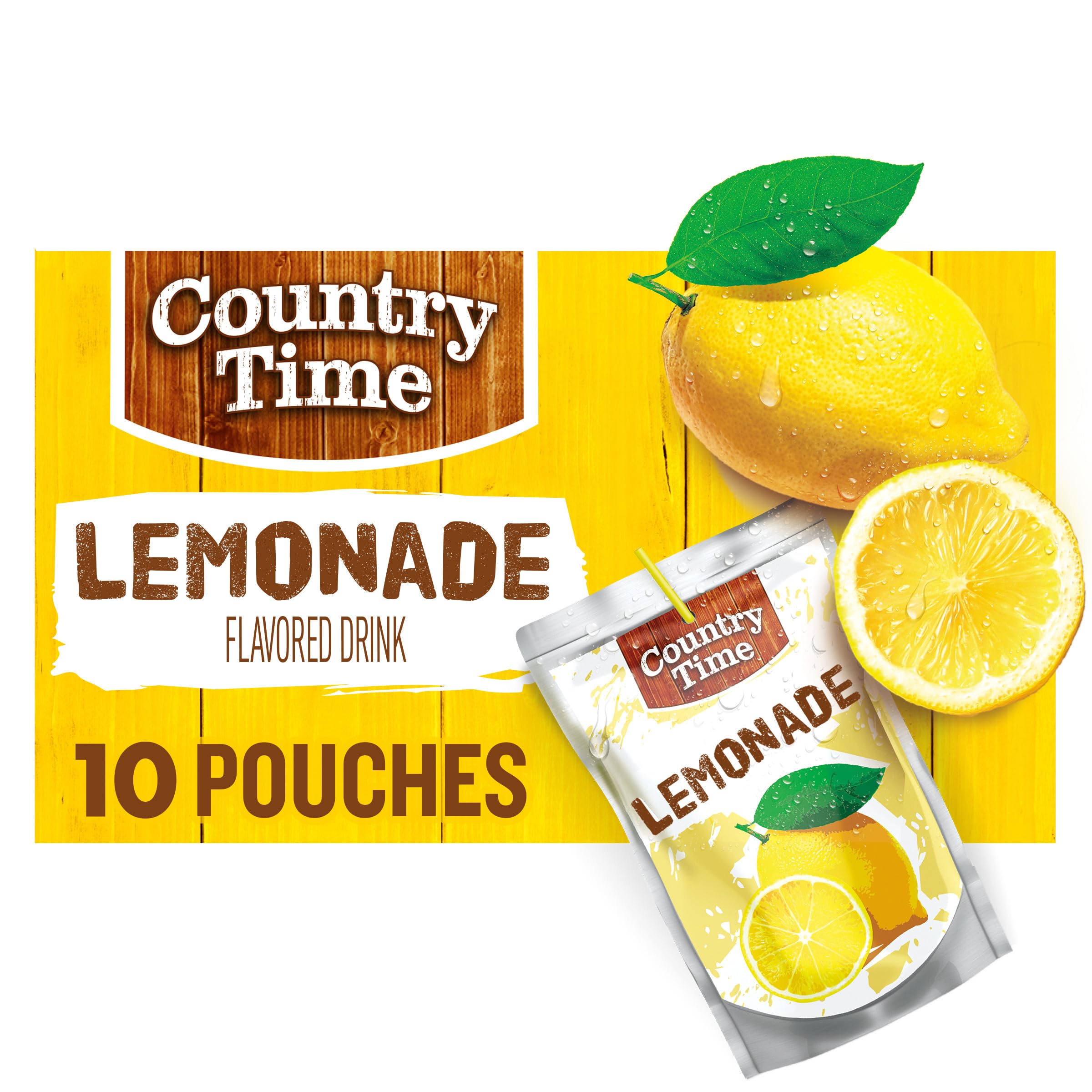 Country Time Lemonade Ready to Drink Flavored Drink Pouches, 10 ct Box, 6 fl oz Pouches