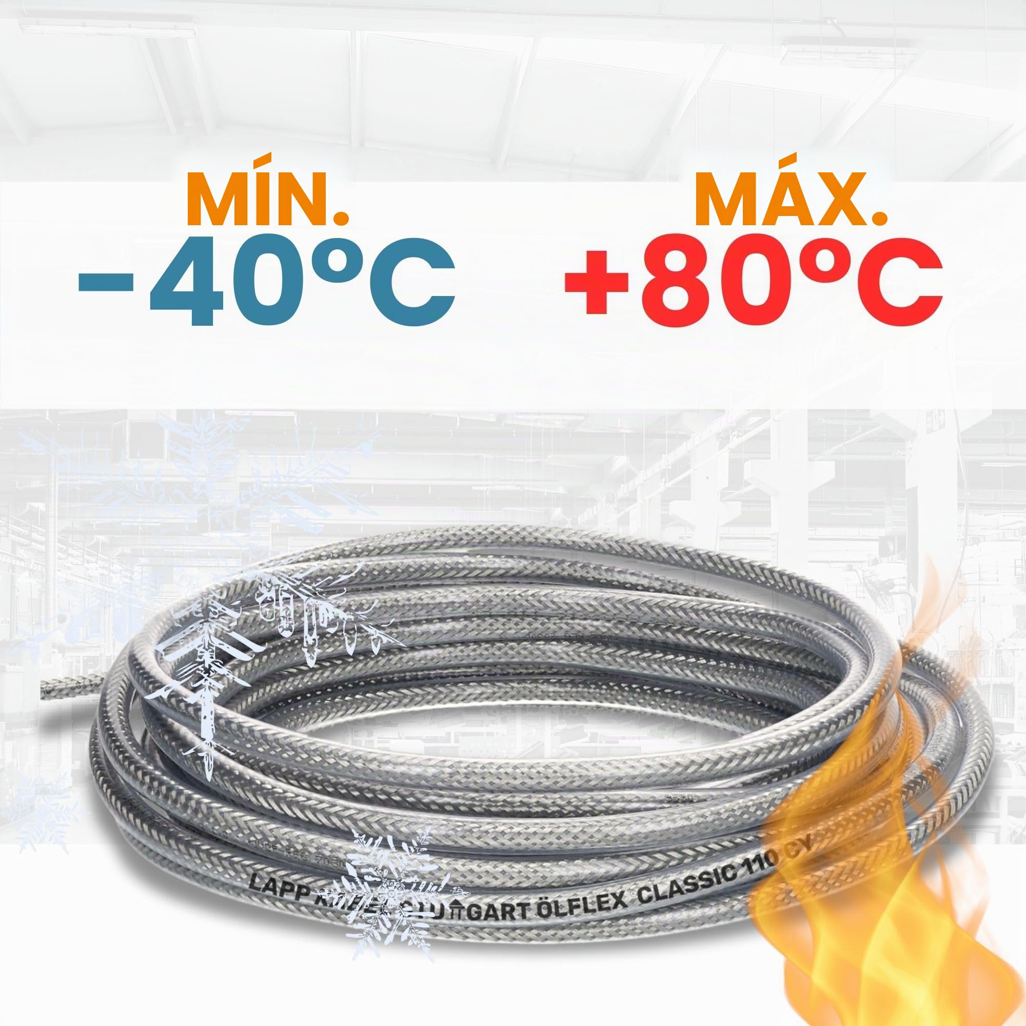 Lapp 10m Ölflex Classic 110 CY - Cable de Control Apantallado 4 x 1 mm² | Cable blindado de 4 núcleos con pantalla, cubierta de PVC transparente, ideal para ingeniería, climatización y ambientes EMC.
