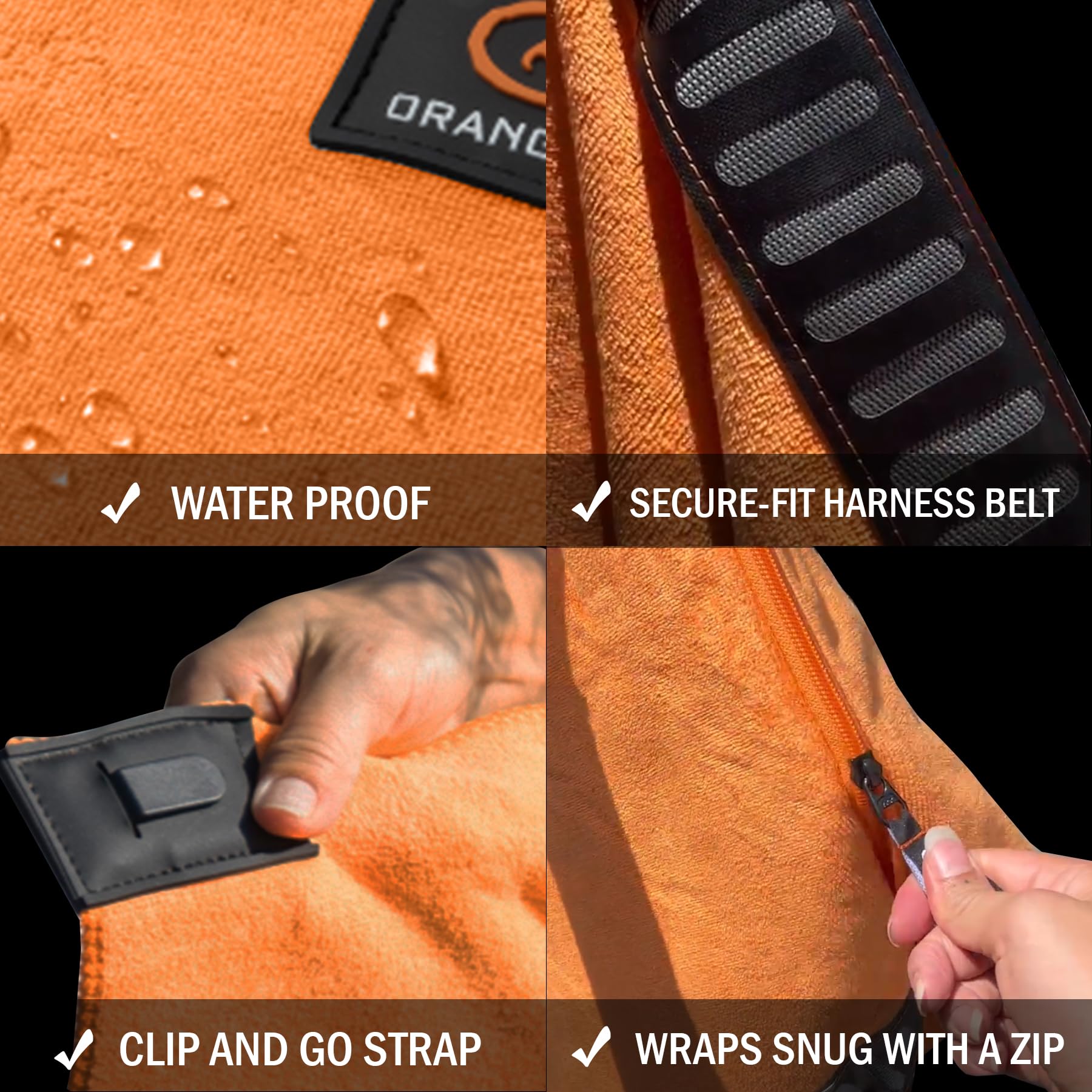 Orange Mud 3in1 Transition Wrap 2.0, Sporthandtuch + Autositz-Cover + Umzieh-Hilfe, Farbe orange