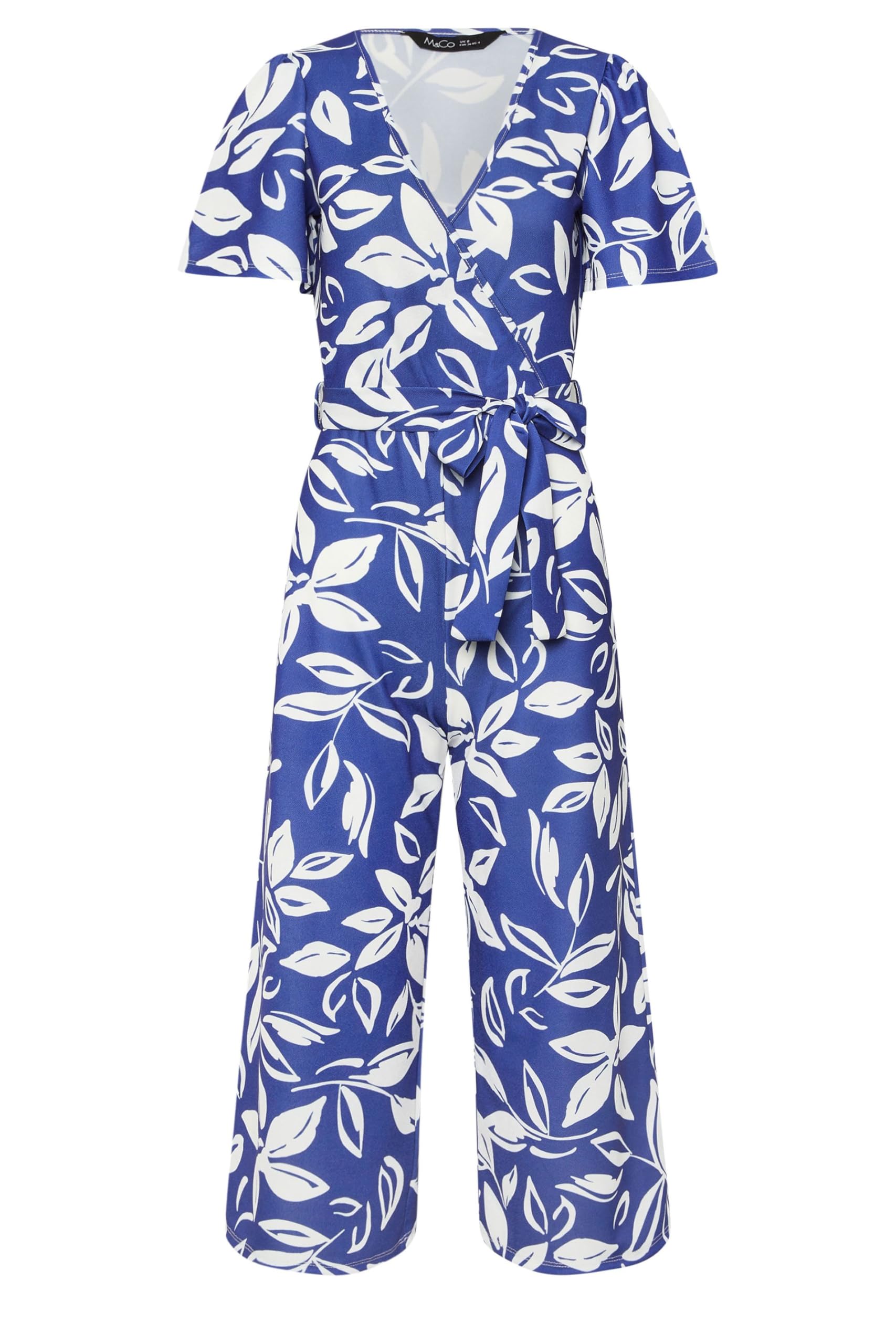 M&Co Petites Petite & White Leaf Print Jumpsuit - Women's