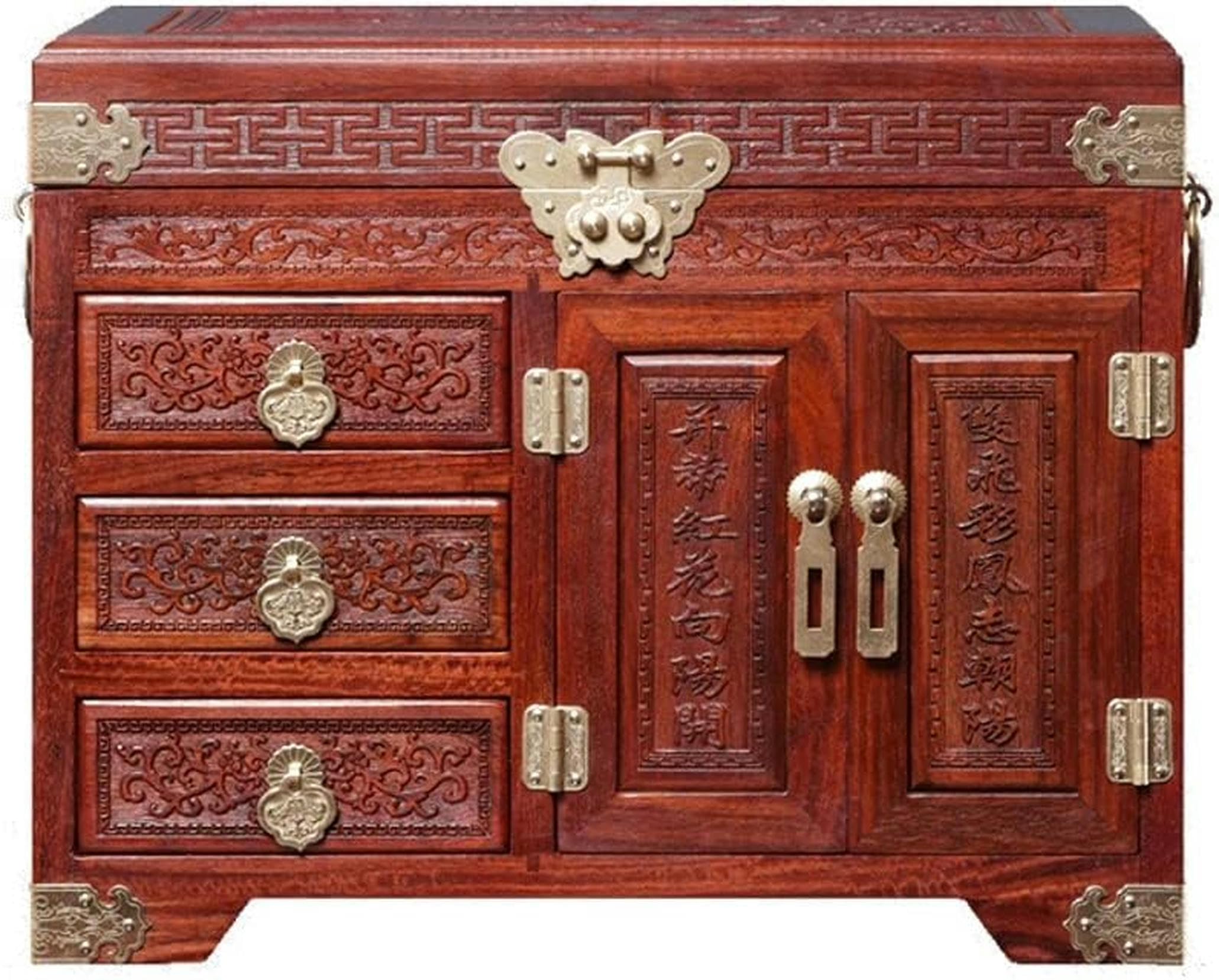 OZBMA Jewelry Box Mahogany Wooden Dressing Treasure Earring Storage Organizer~/ (D 29x20x24CM)