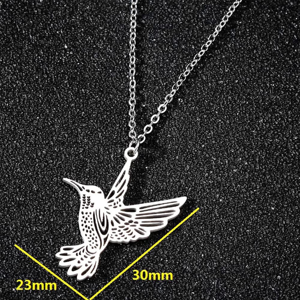 Stainless Steel Hummingbird Pendant Necklace,Cute Animal Swallow Bird Clavicle Necklace Hollow Sky Bird Necklace Jewelry for Women Men - Image 5