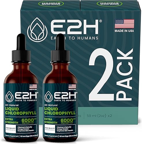 E2H - Gotas líquidas de clorofila, estimulante de energía, digestión, apoyo del sistema inmunológico y desodorante interno, vegano, sin gluten, sin
