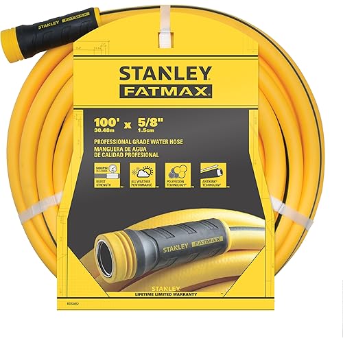 Stanley FATMAX Professional Grade Garden Hose, 100 Feet x 5/8 Inch, Yellow, 500 PSI
