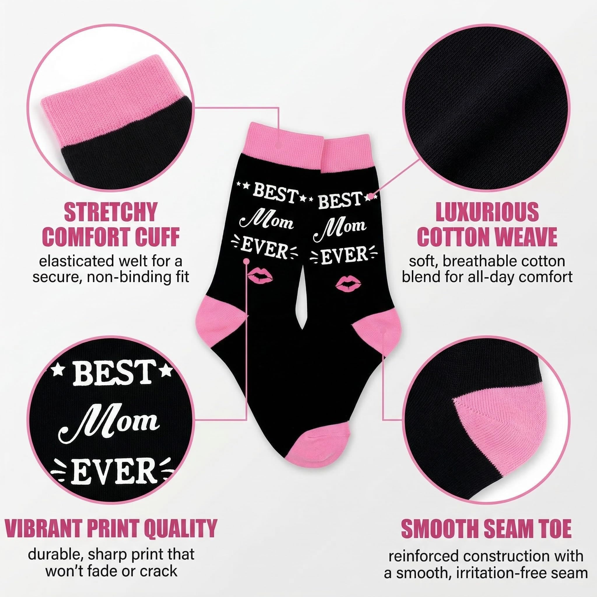 Calcetines Graciosos Mujer Divertidos Estampados Originales, Regalo de Mamá para el Dia del Madre, Calcetines de Algodón Transpirable para Esposa — view 5