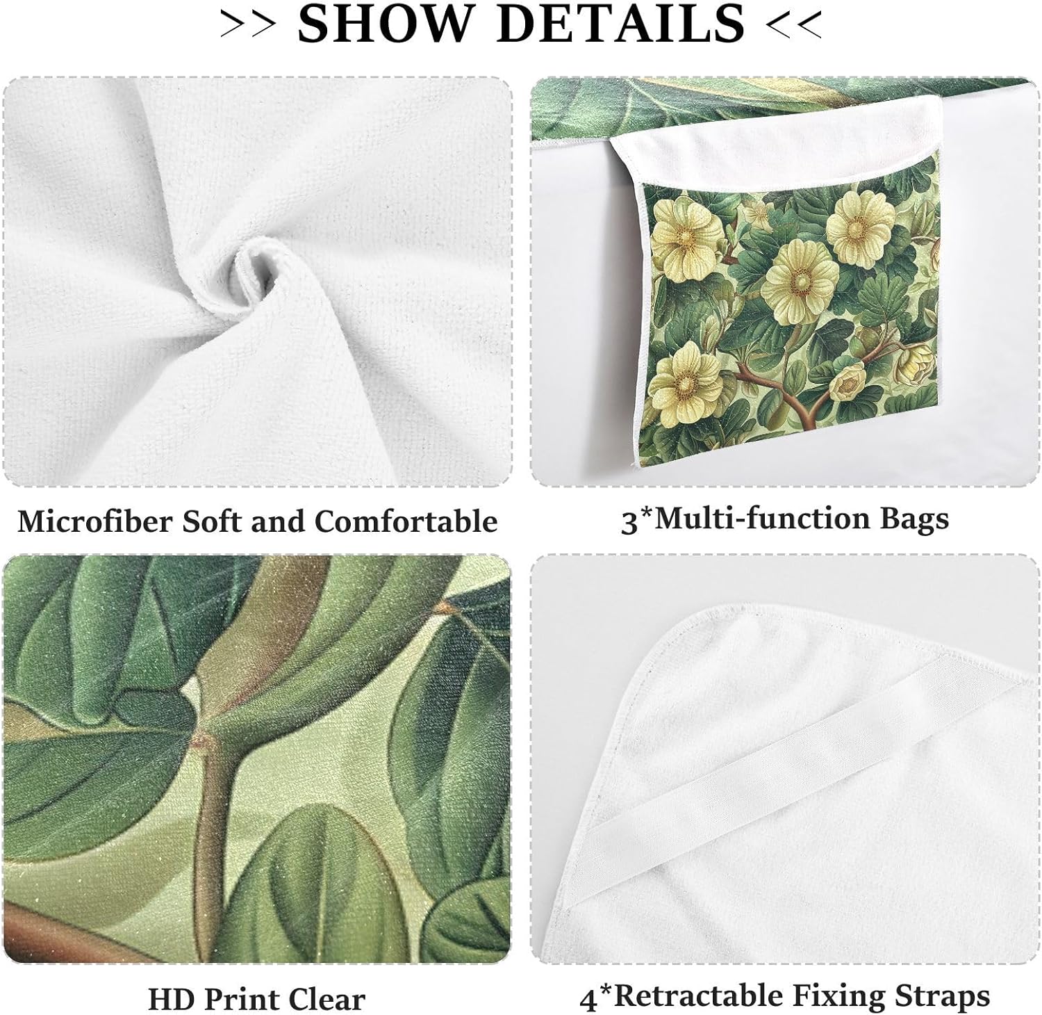 Elegant Floral Rhubarb Design Green Patio Lounge Chair Cover Soft Sturdy Patio Chaise Lounge Slipcover for Outdoor Sunbathing Trips, 85" X 30"