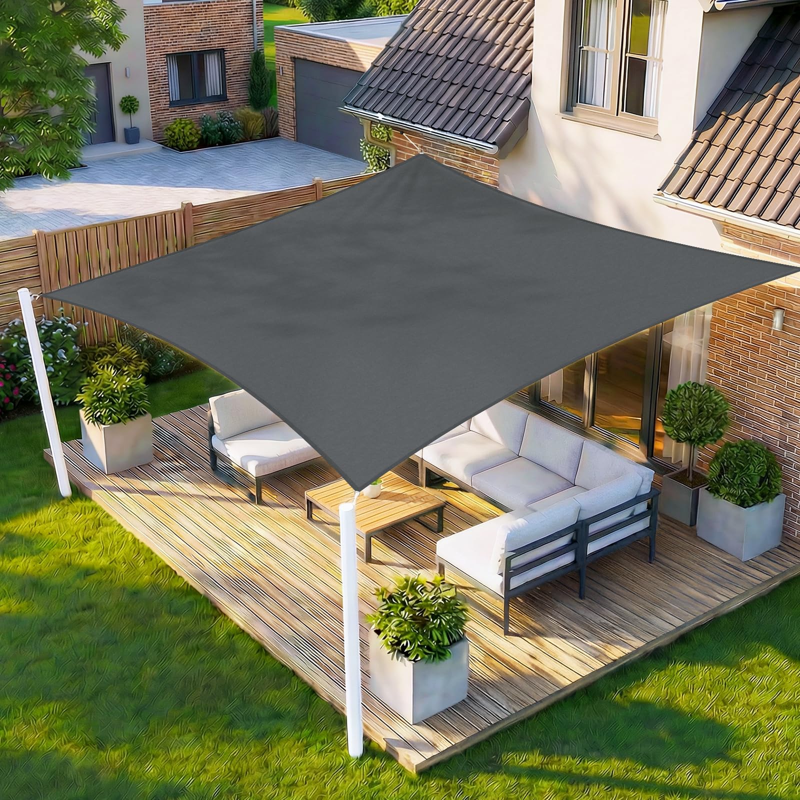 Vela de sombra exterior impermeable contra rayos UV toldo rectangular 2,5x3m