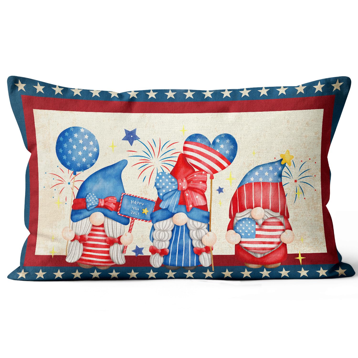 Palasarkaaa 4th of July Patriotic Gnomes Decor Throw Pillow Cover 12x20 Inch for Home Decor Independence Memorial Veterans