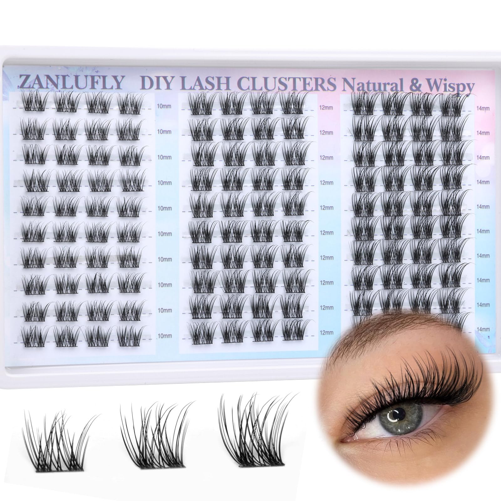Photo 1 of **A FEW MISSING**Lash Clusters Natural Eyelash Clusters D-Curly Cluster Lashes zanlufly Wispy Individual Lashes Cluster Eyelash Extension 10 12 14MM DIY Lash Extension