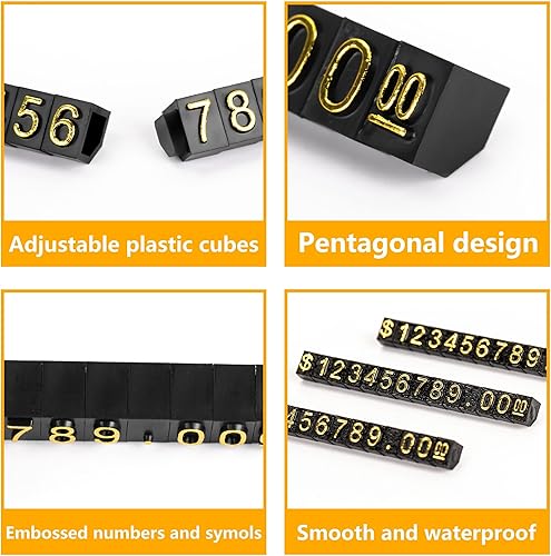 Vista 7 de Lesnala Juego de 40 juegos de cubos de exhibición de precios, ajustable, extraíble, mini etiqueta, número, letra, kit de bloque de dólar