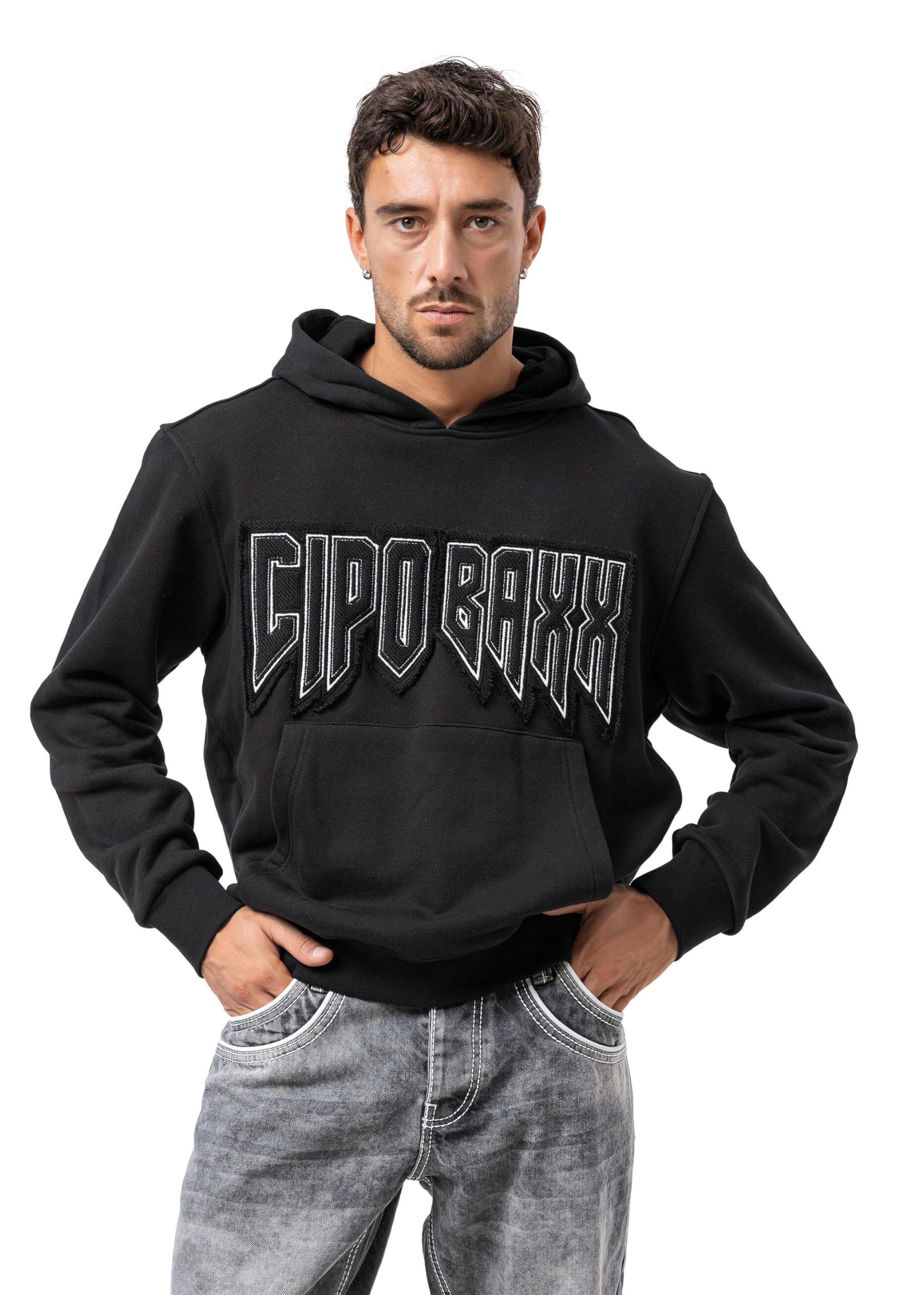 Cipo & Baxx Sudadera con capucha para hombre Series – Elegante jersey de estilo casual con capucha y bolsillo canguro – Parte superior cómoda para el día a día y el tiempo libre