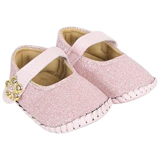Neska Moda Baby Girls Synthetic Leather Hook & Loop Loafer Booties/Shoes For 0 To 6 Months (Pink)-BT914