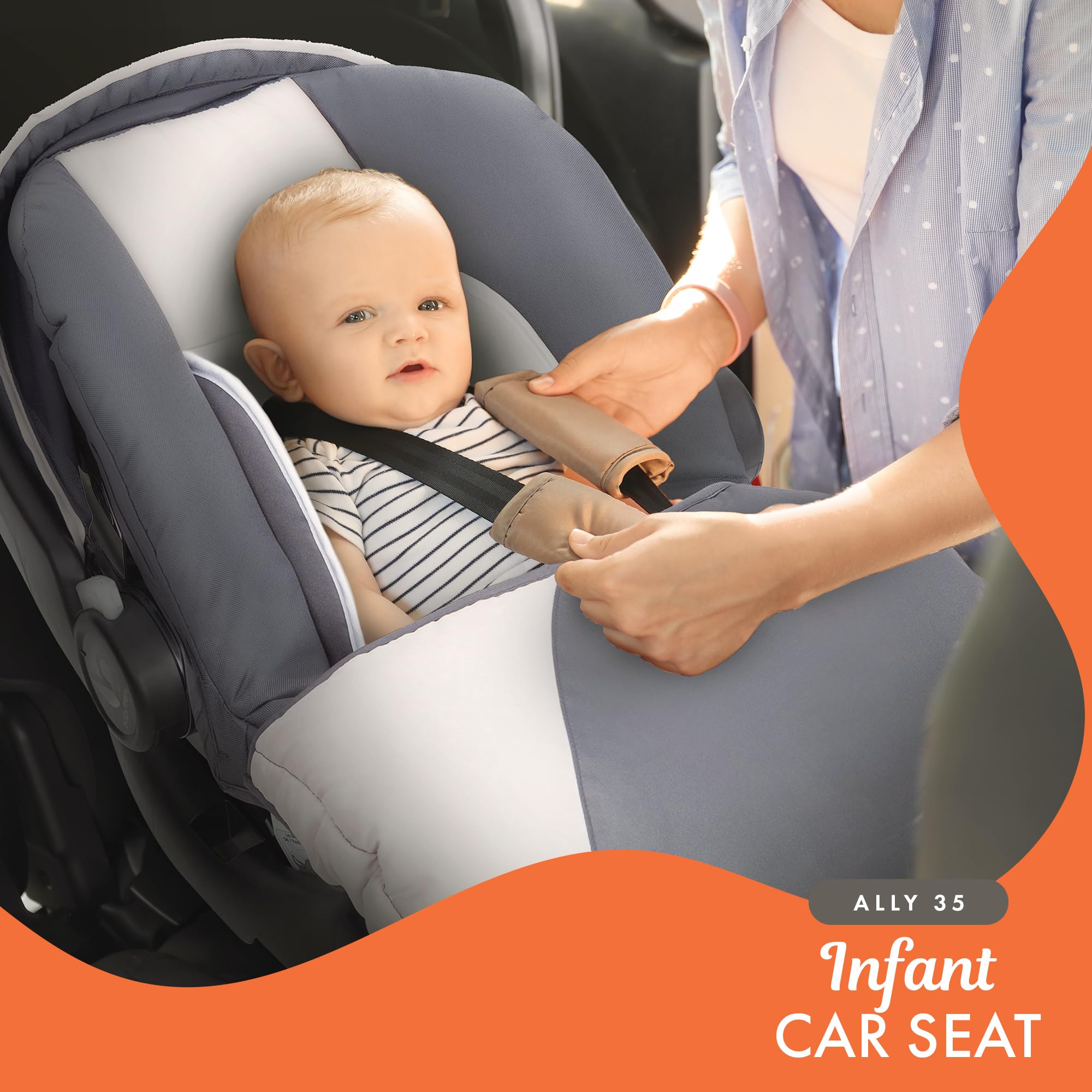 Amazon.com: Baby Trend 2-Pack Infant Car Seat & Base with 5-Point Safety  Harness, 4-Position Height Adjustment & Push-Button Release, Ally 35,  Magnolia - Convertible Travel System & Support for Babies & Toddlers :