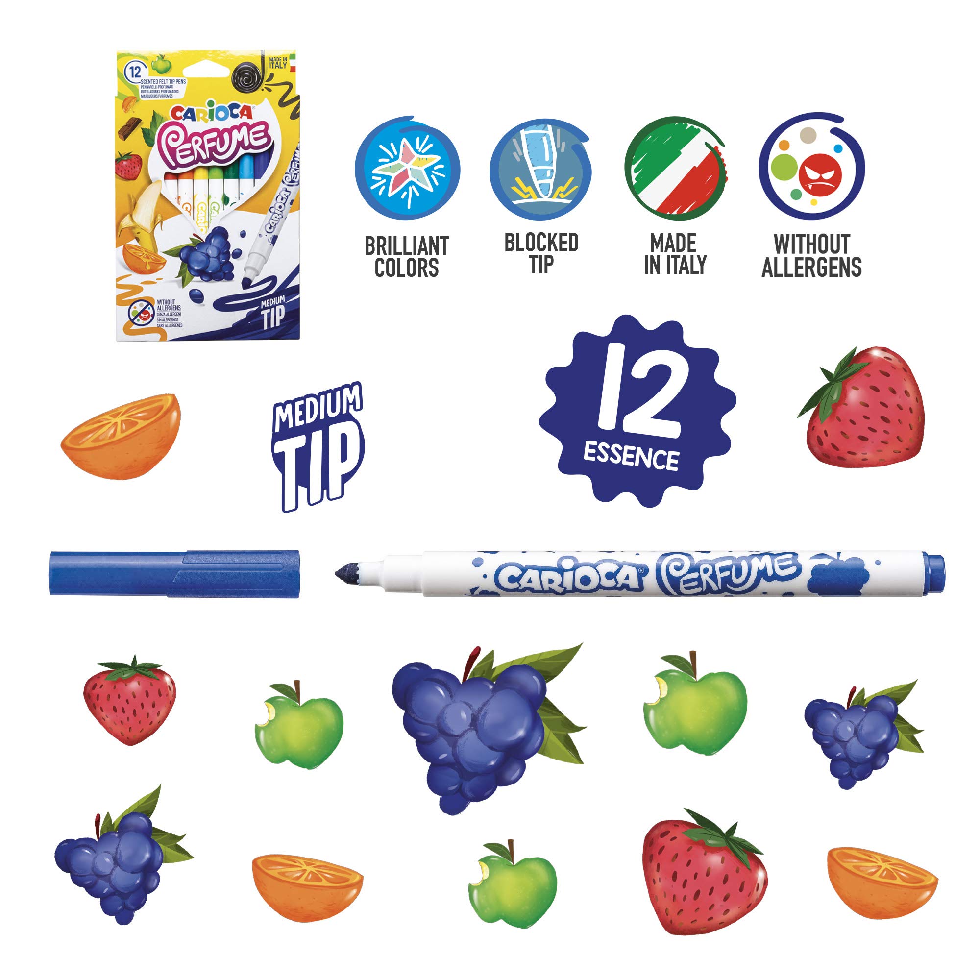 CARIOCA Filzstift-Set, sortiert - doppelseitige, zweifarbige, fluoreszierende, pastellfarbene, duftende, farbwechselnde Marker mit konischer und Pinselspitze (8 Boxen, insgesamt 84 Stifte)