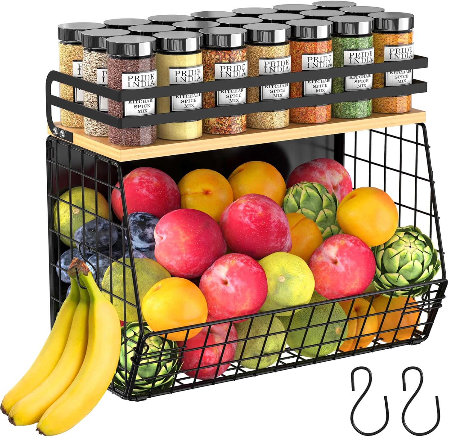 Magnetic Shelf Fridge Wood Lid Fruit Potato Onion Storage