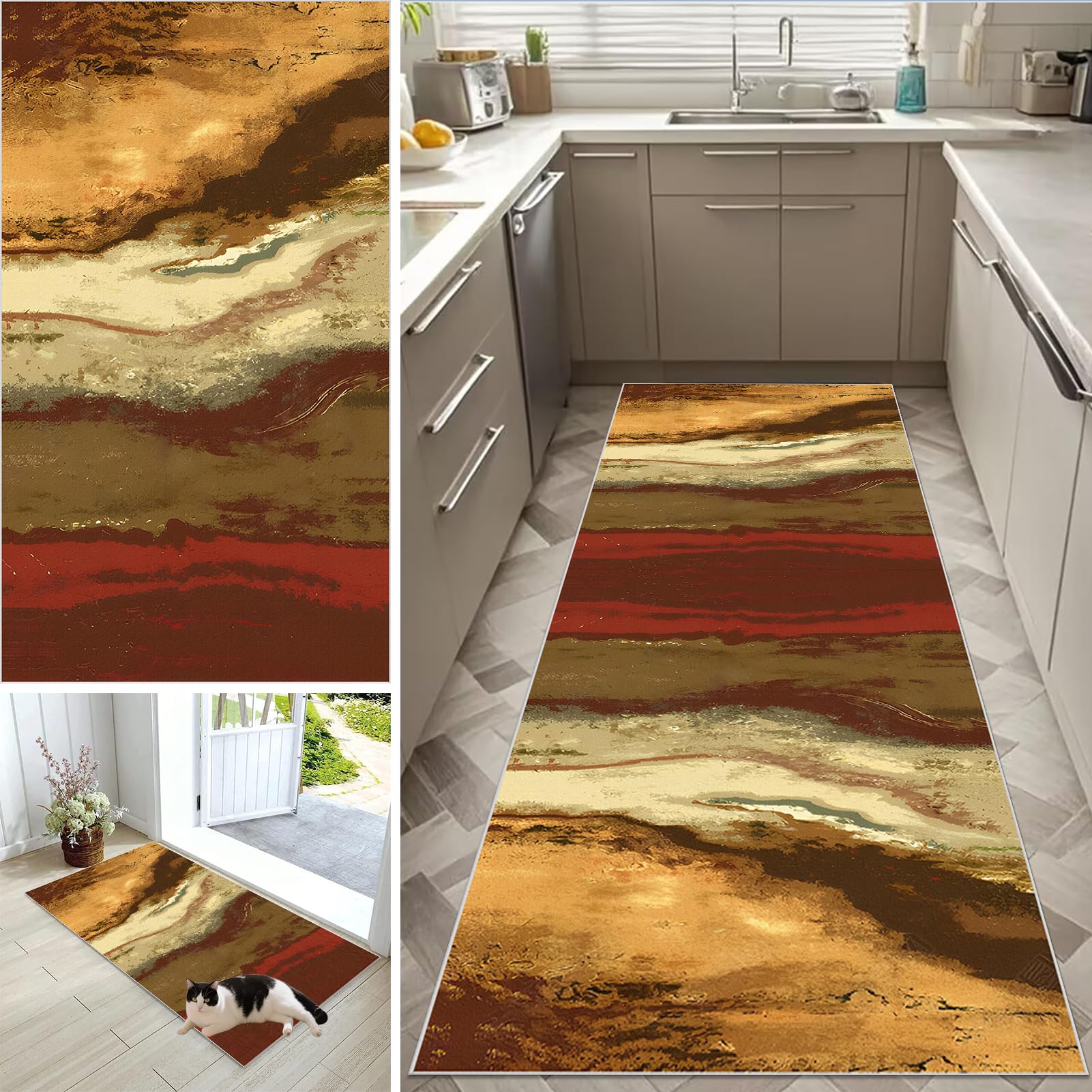 Tapis de cuisine antidérapant lavable en machine et ultra stable 100x400cm