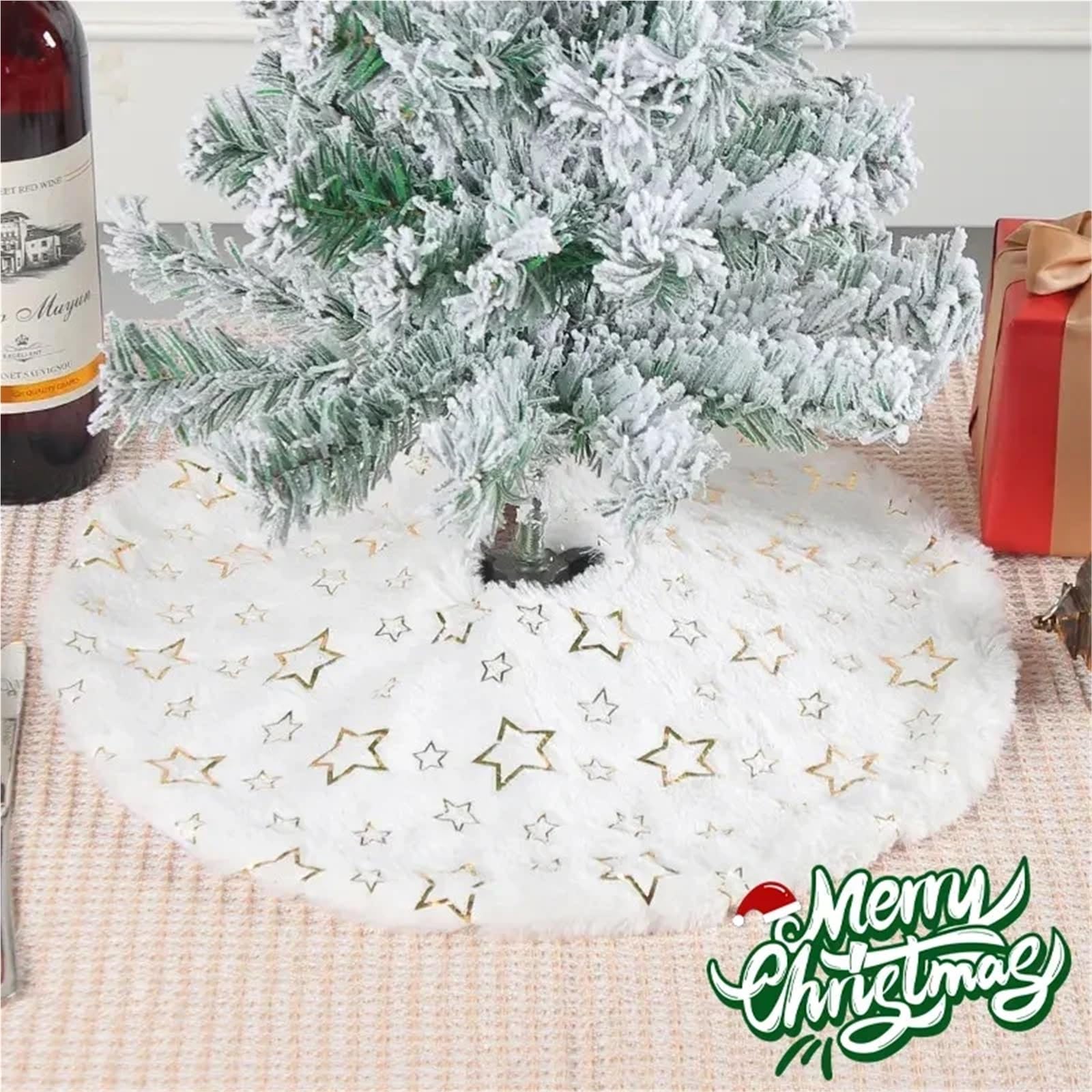tappeto albero di natale Mini tappeto for albero di Natale con gonna, decorazione rossa e bianca, fiocchi neve Navid(Snowflake,5pc)