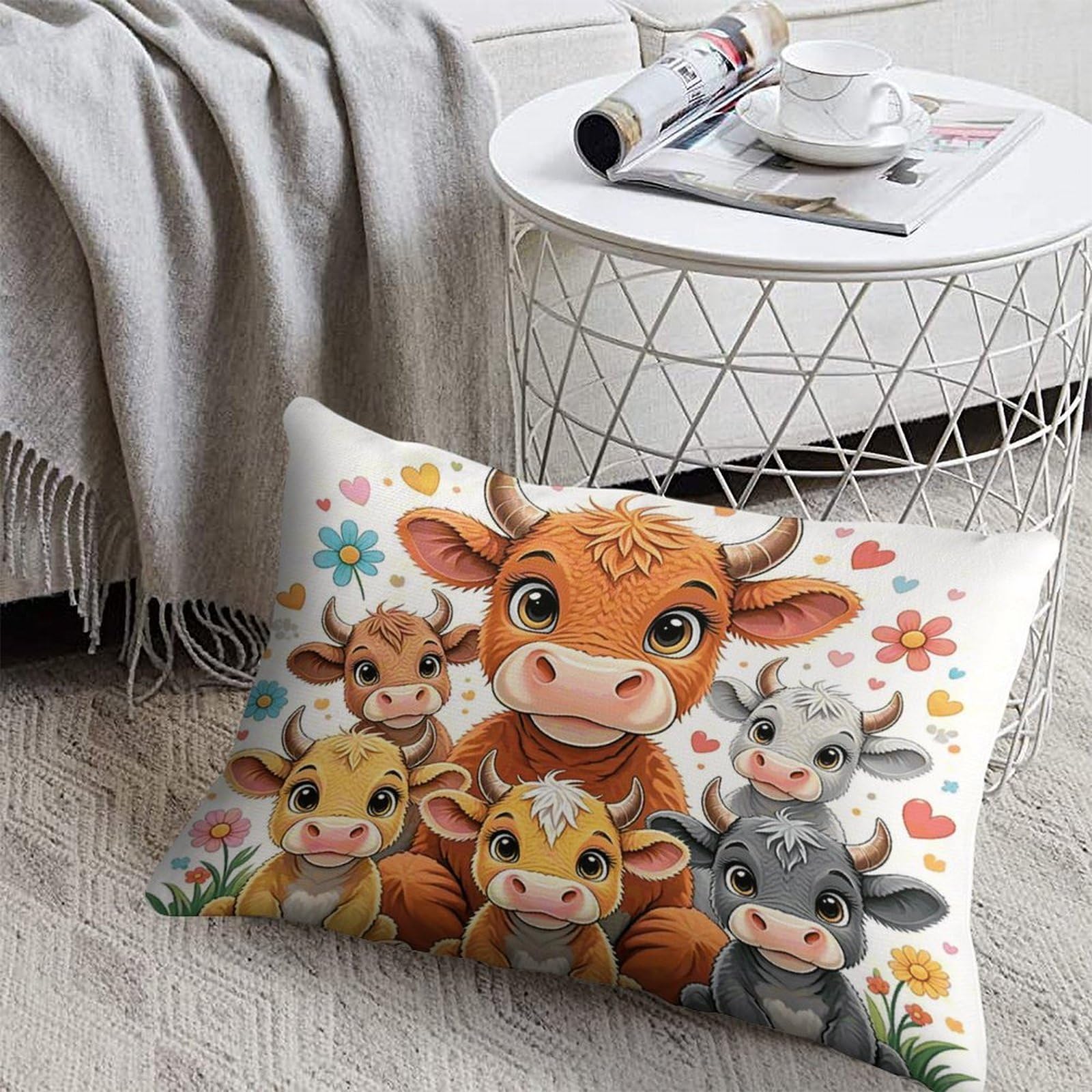FodPand Decorative Throw Pillow Covers 8x12 Short Plush Cow Body Pillowcase Cushion Cases with Invisible Zipper Rectangle Lumbar Pillow Shells for Sofa Couch Chair Bed Home Decor