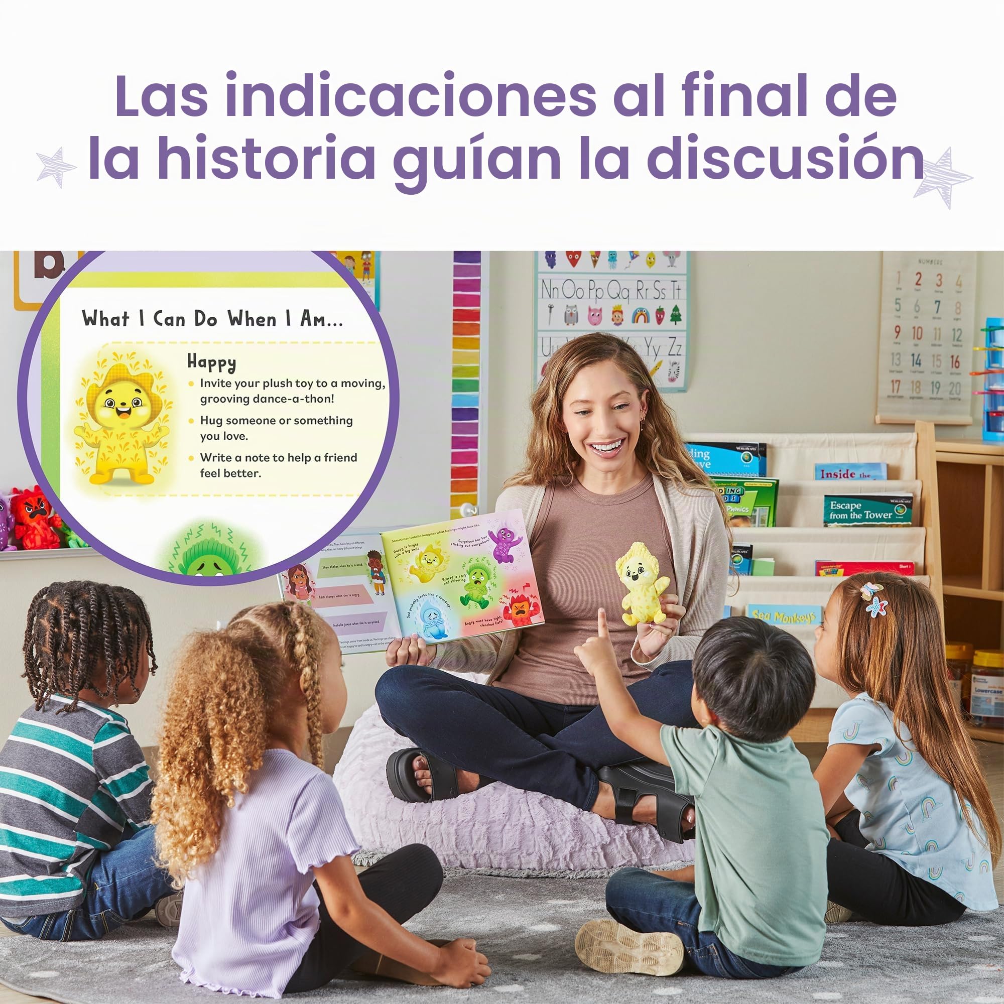 Learning Resources Resources-96317, Juego Meet The Feelings Family, Libros para niños de 3 años, Incluye 5 Juguetes Blandos Que representan emociones, Multicolor (96317)