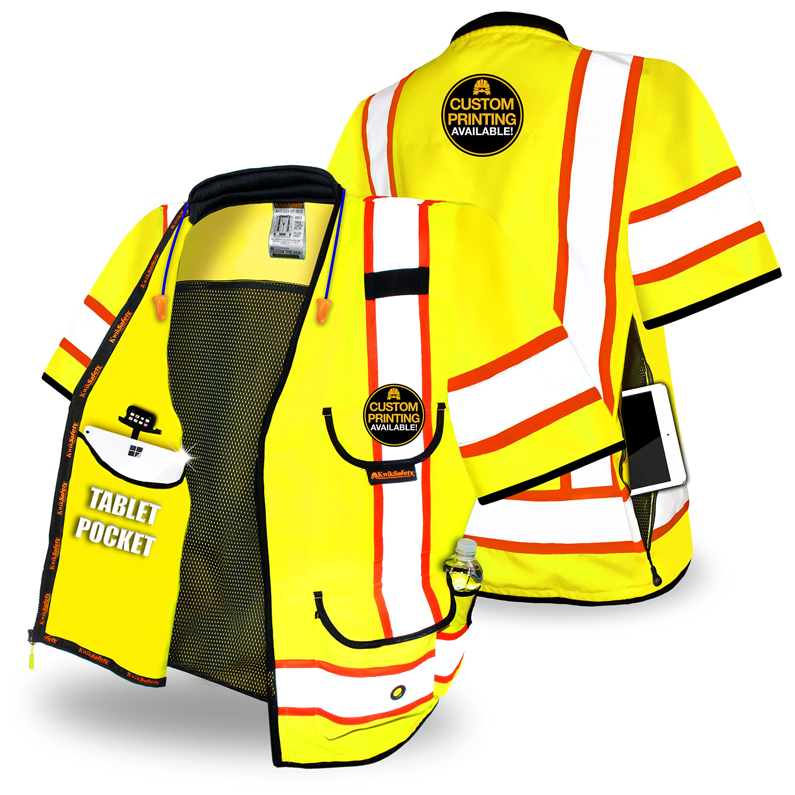 KwikSafety - Charlotte, NC - GODFATHER Safety Vest [CUSHIONED COLLAR + TABLET POCKET] ANSI OSHA