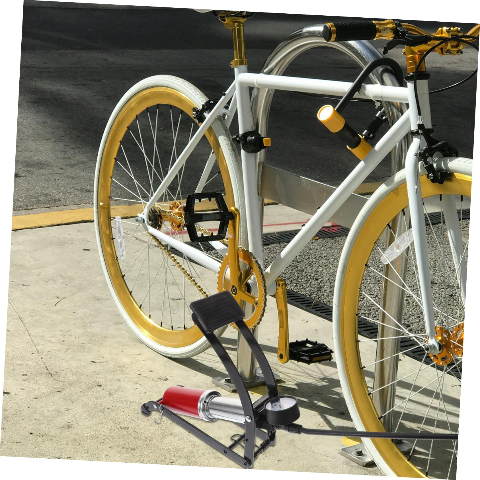 GALPADA Pompa per Bici ad Alta Pressione Portatile con Design Ergonomico Pompa e Compatta per Gonfiaggio Rapido Pneumatici Corsa e Mountain Bike