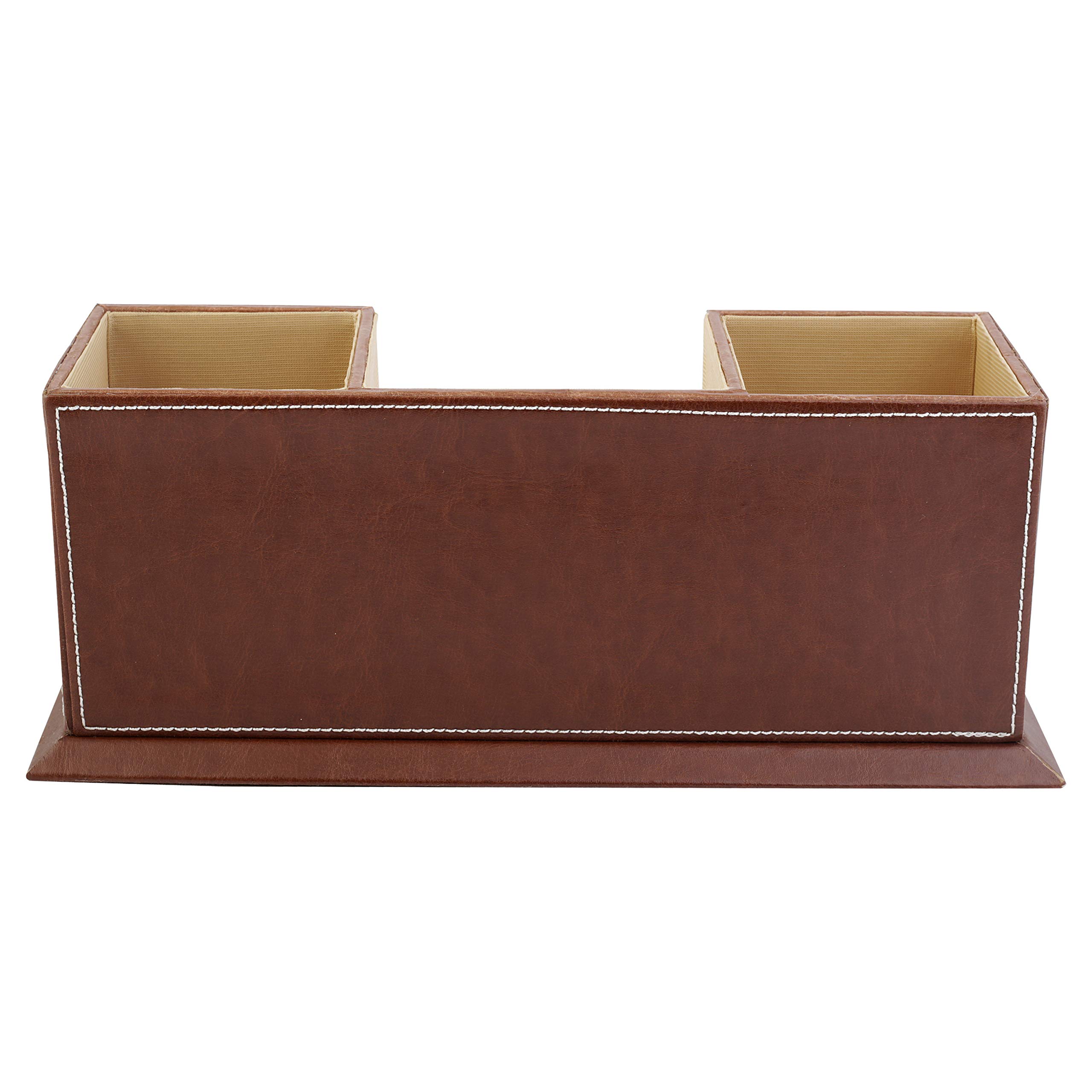 Anything & Everything Wooden Desk Organizer Pen/Pencil Stand, Mobile Holder & Remote Stand For Office Desk/Desktop/Table Stationery Storage Organizer Box (Tan), Orange 2