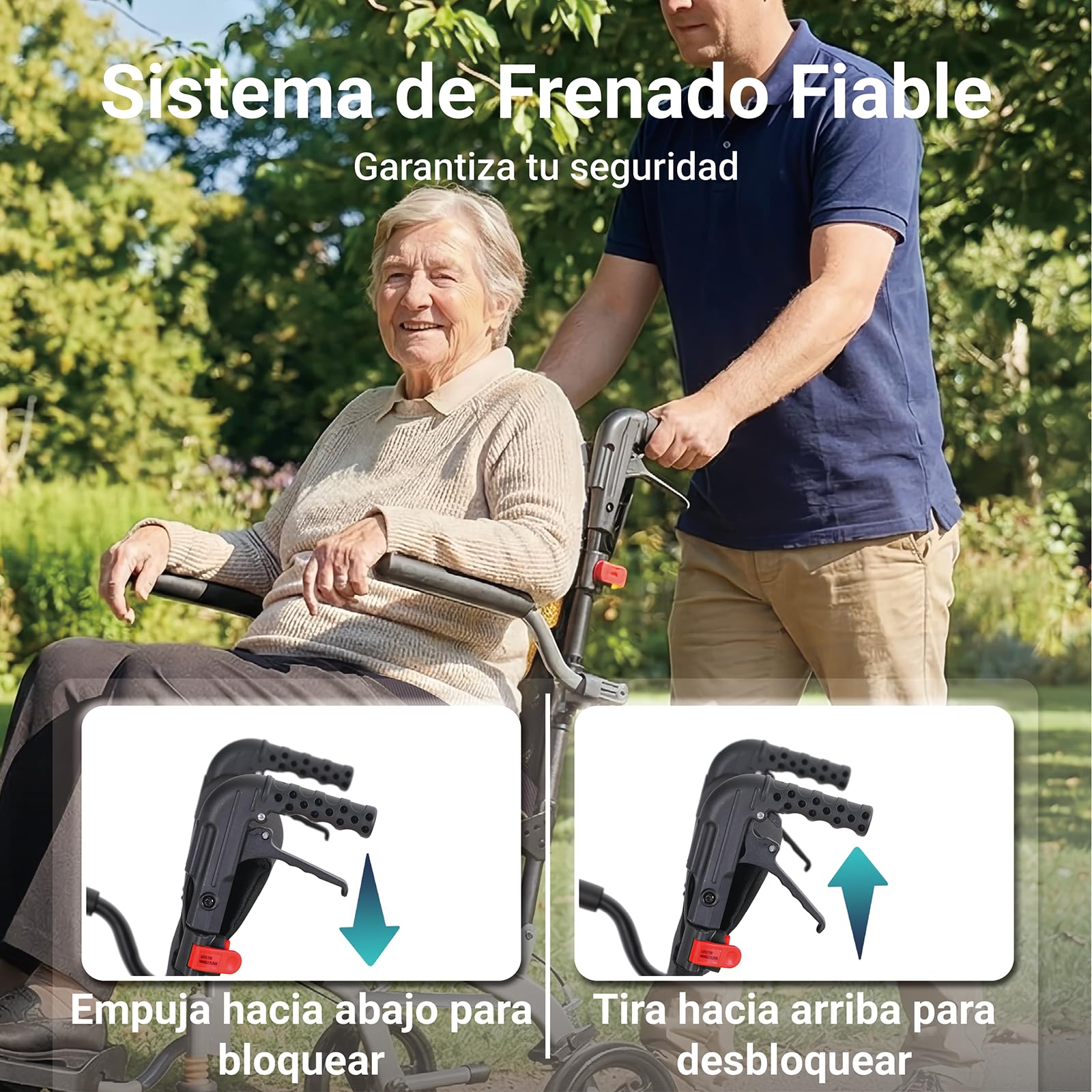 Silla de Ruedas Plegable Ligera Silla de Ruedas de Tránsito, Silla de Ruedas Estrecha para Casa y Exterior para mayores e minusválidos con Freno Manual (Negro)