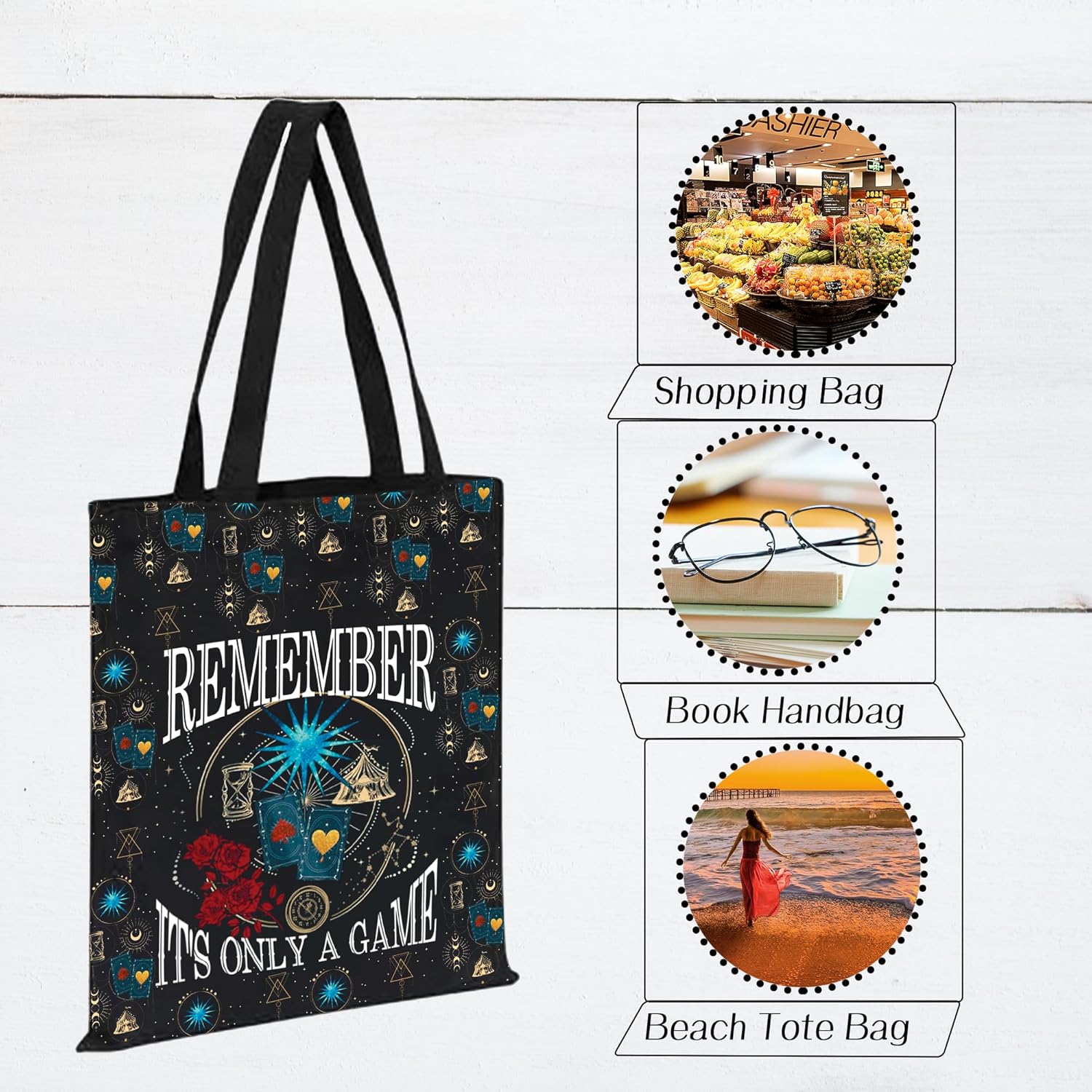 CMNIM Fantasy Novel Series Inspired Merch Remember It's Only A Game Tote Bag Book Lover Gifts for Bookish Bookworm - Image 6