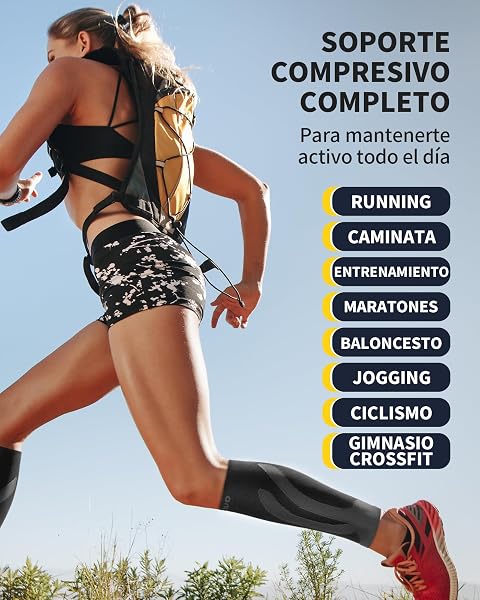 CAMBIVO Medias Compresivas 2 Pares, Calcetines Compresion Mujer Hombre, Mangas de Compresión para Deporte, Running, Ciclismo, Trabajo, Vuelo - 3