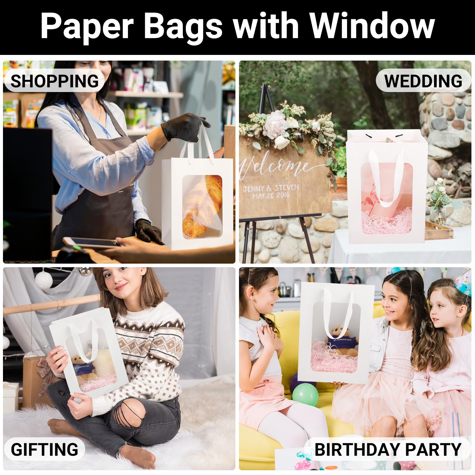 100 Sacchetti Bianchi 10x21cm 7,5cm In Carta Kraft - Foto 7