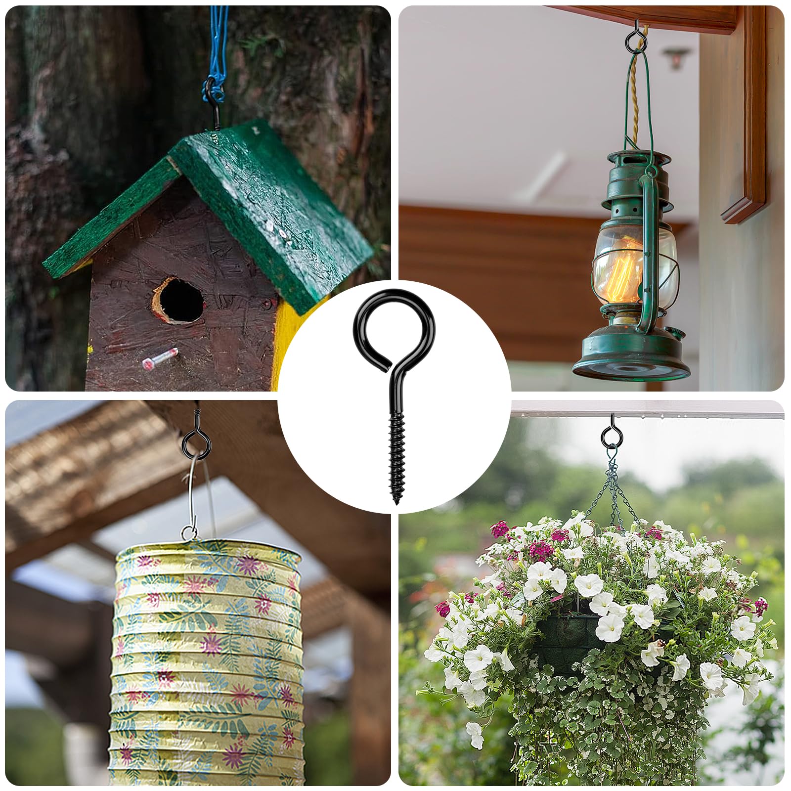 10 sztuk śrub oczkowych ze stali nierdzewnej M6 x 80 mm, oczka śrubowe Heavy Duty, duże śruby pierścieniowe, haki oczkowe, haki śrubowe do hamaków, markiz, krzeseł bujanych, kabli stałych