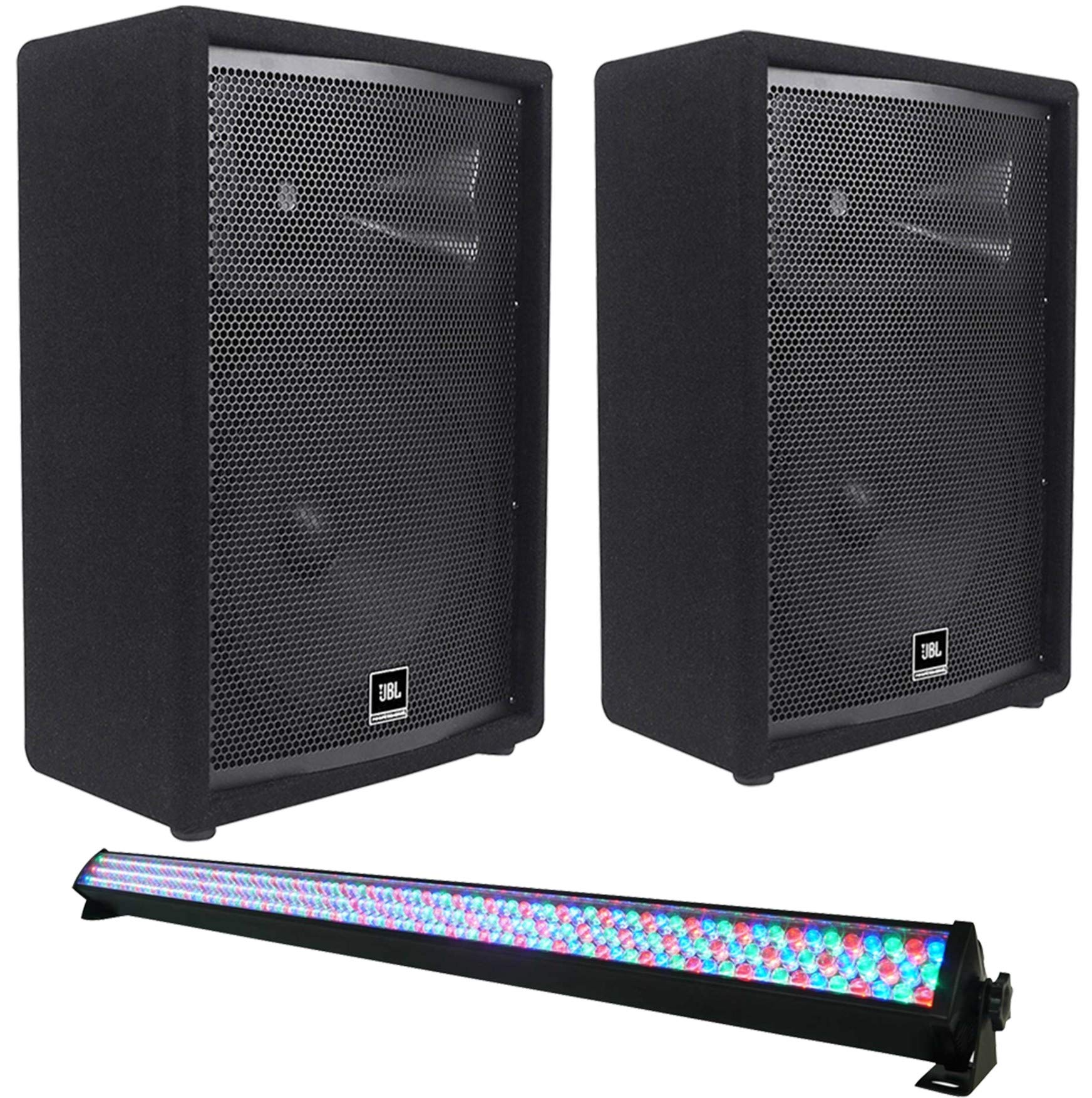 JBL(2) JRX212 1000w 12" Inch 2-Way DJ P/A Speaker Floor Wedge Monitors+DJ Light