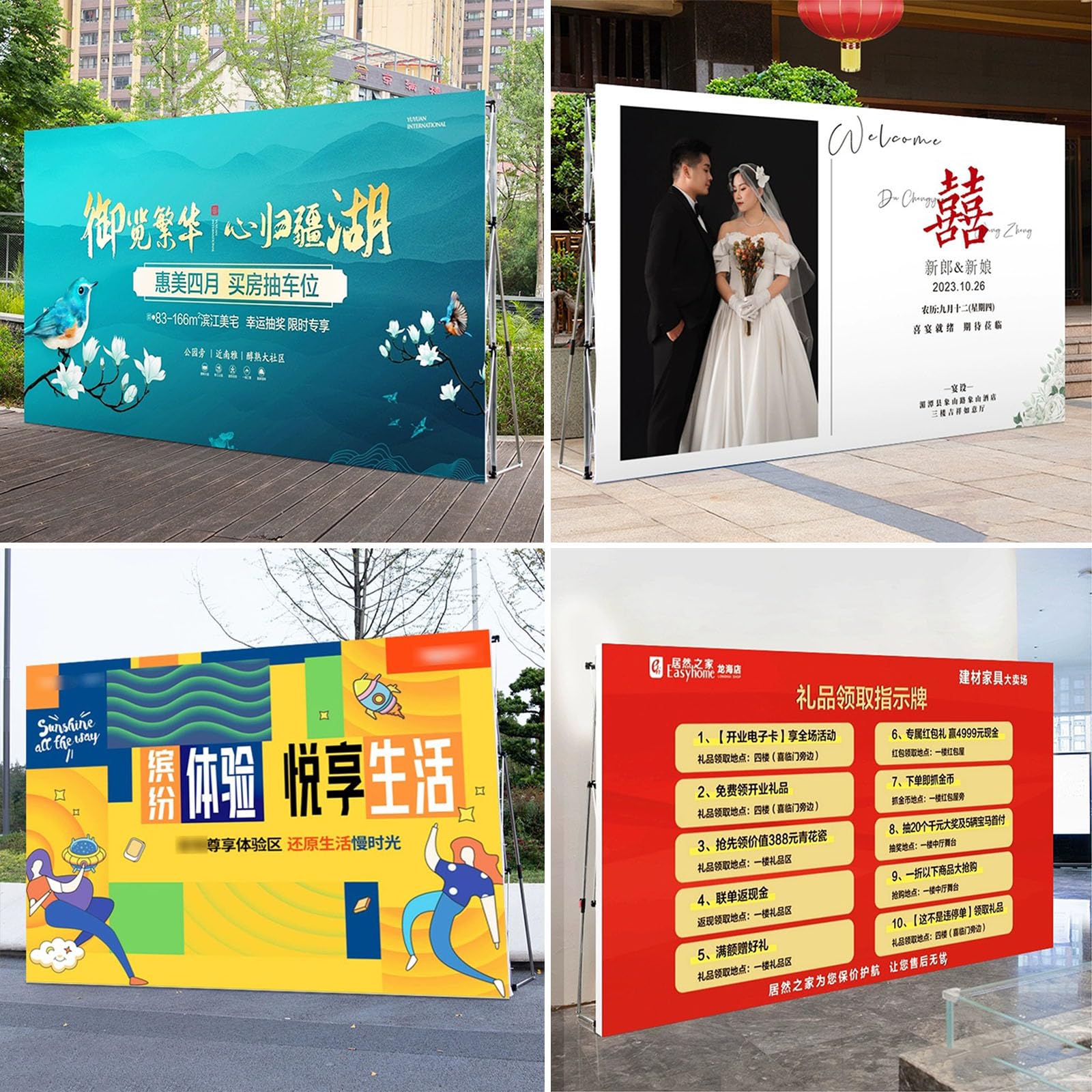 Expositor Plegable De Aluminio con Estructura De Tensión para Exposiciones Comerciales, Carteles, Conciertos, Fiestas De Cumpleaños, Firmas, Conferencias Y Boda(3 * 3 grid230*230cm)
