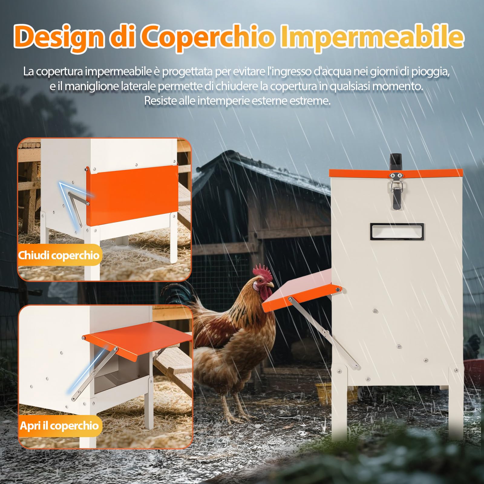 Mangiatoia Automatica per Pollo,Avicoli per Galline Antitopo,18kg（30lbs）Acciaio Zincato Abbeveratoio Galline,Antispreco Mangiatoia Galline,Mangiatoia Impermeabile per Pollame