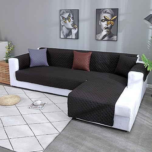 Vista 50 de Funda de sofá de doble cara en forma de L, juego de fundas para sofá seccional, fundas para sofás, sofás, funda protectora de muebles seccionales