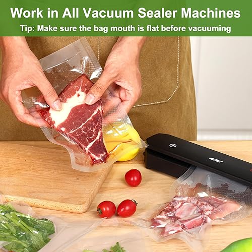 Miniatura 5 de Moretoes 200 bolsas selladoras al vacío, pintas de 6 x 10 pulgadas, sin BPA, precortadas de grado comercial, bolsas de comida para almacenamiento de