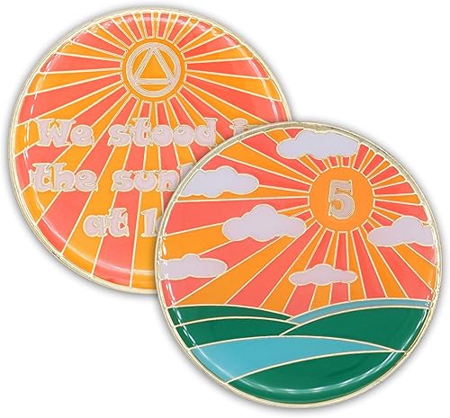 Chip de sobriedad de 5 años Sunlight of The Spirit AA Coin Recovery Gift Afirmation Token Medallón chapado en oro que brilla en la oscuridad